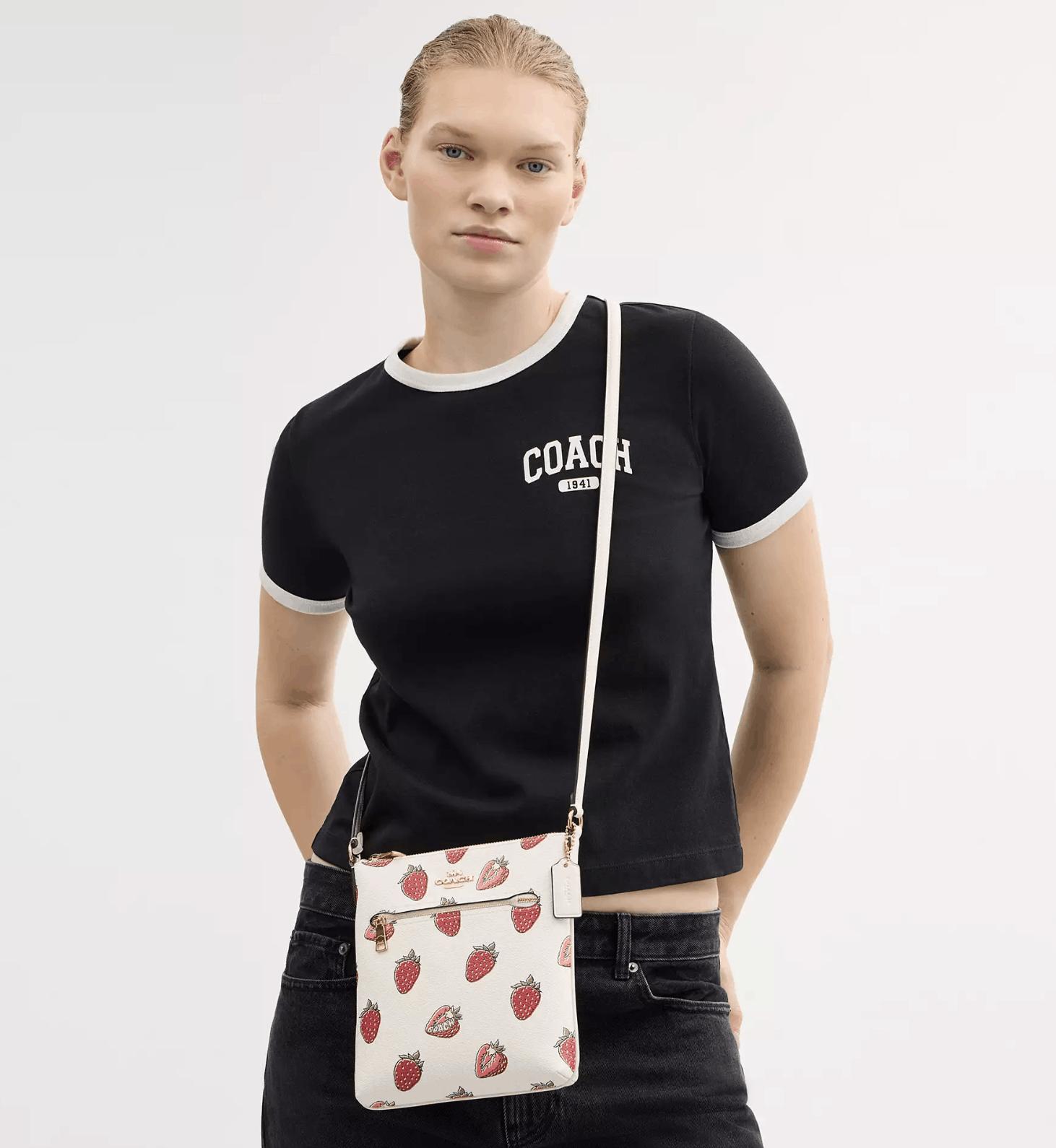 Coach NWT Coach Mini Rowan File Bag With Strawberry Print CAQ09 Size ONE SIZE - 7 Thumbnail