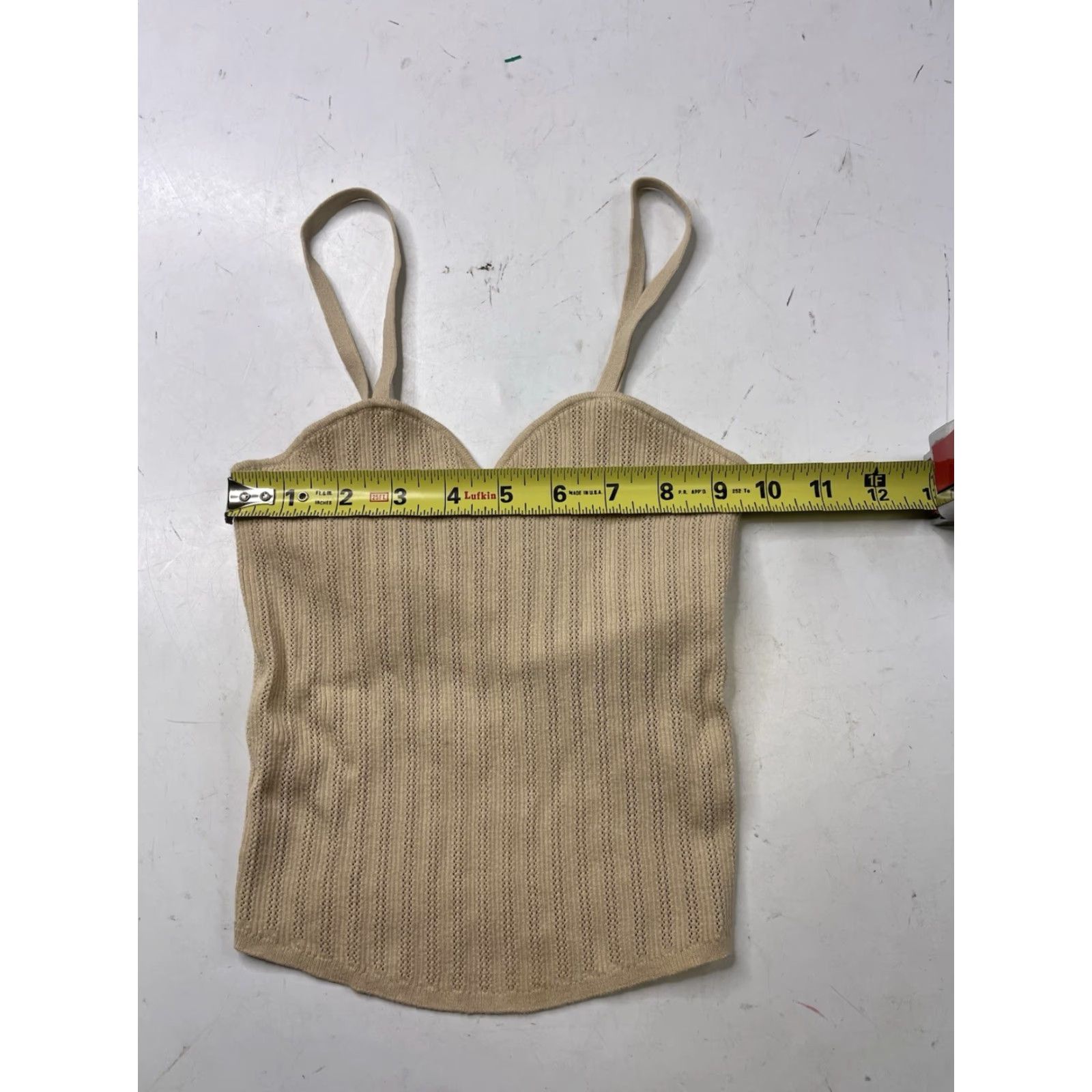 Alice + Olivia Alice + Olivia tank Ribbed Knit Stretch Crop Beige XS women Viscose Crop Tank Shirt Size XS / US 0-2 / IT 36-38 - 3 Thumbnail