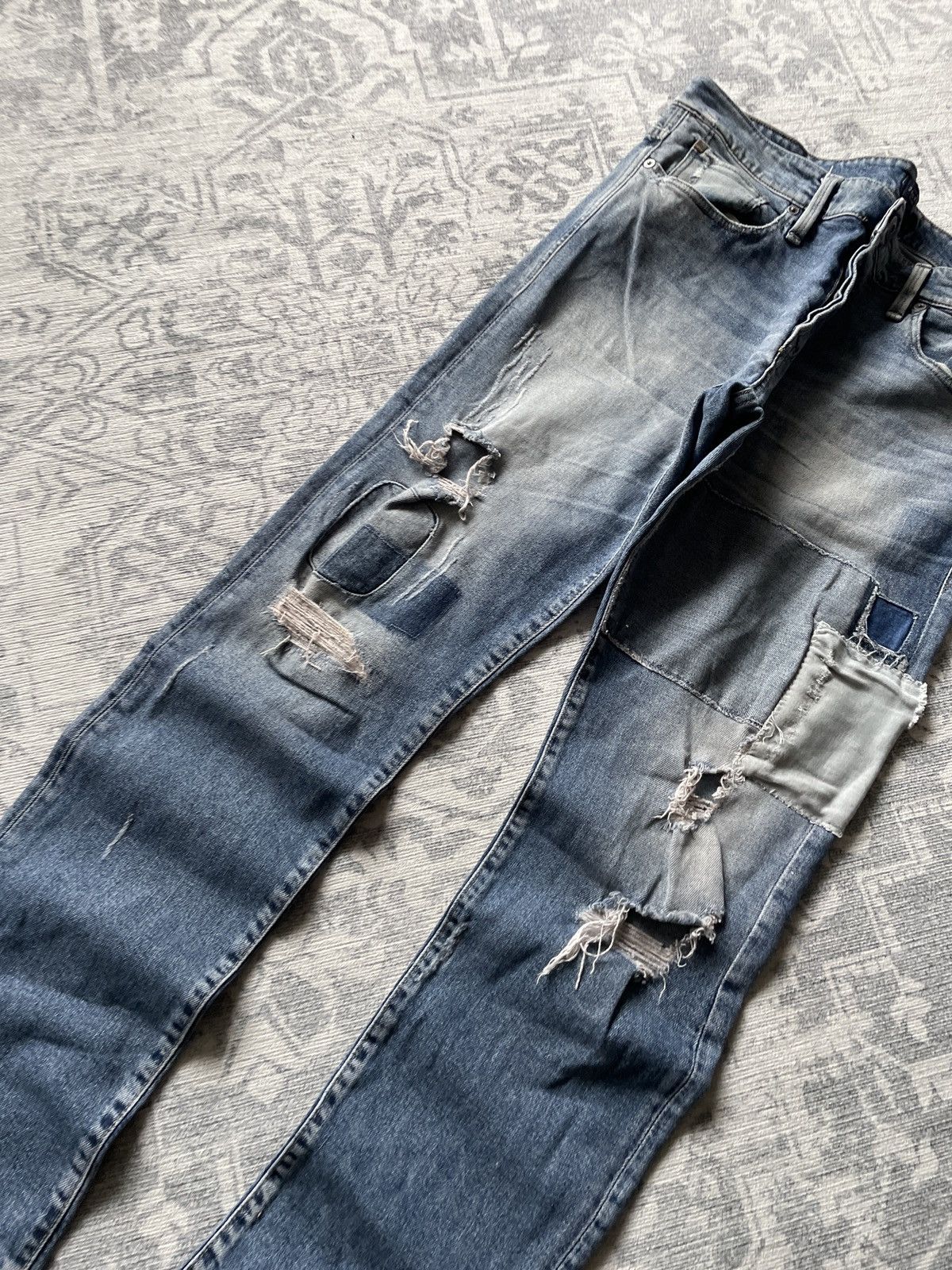 Japanese Brand Vintage Skinny Jeans Slim Fit Distressed Patchwork Japanese Size US 32 / EU 48 - 3 Thumbnail