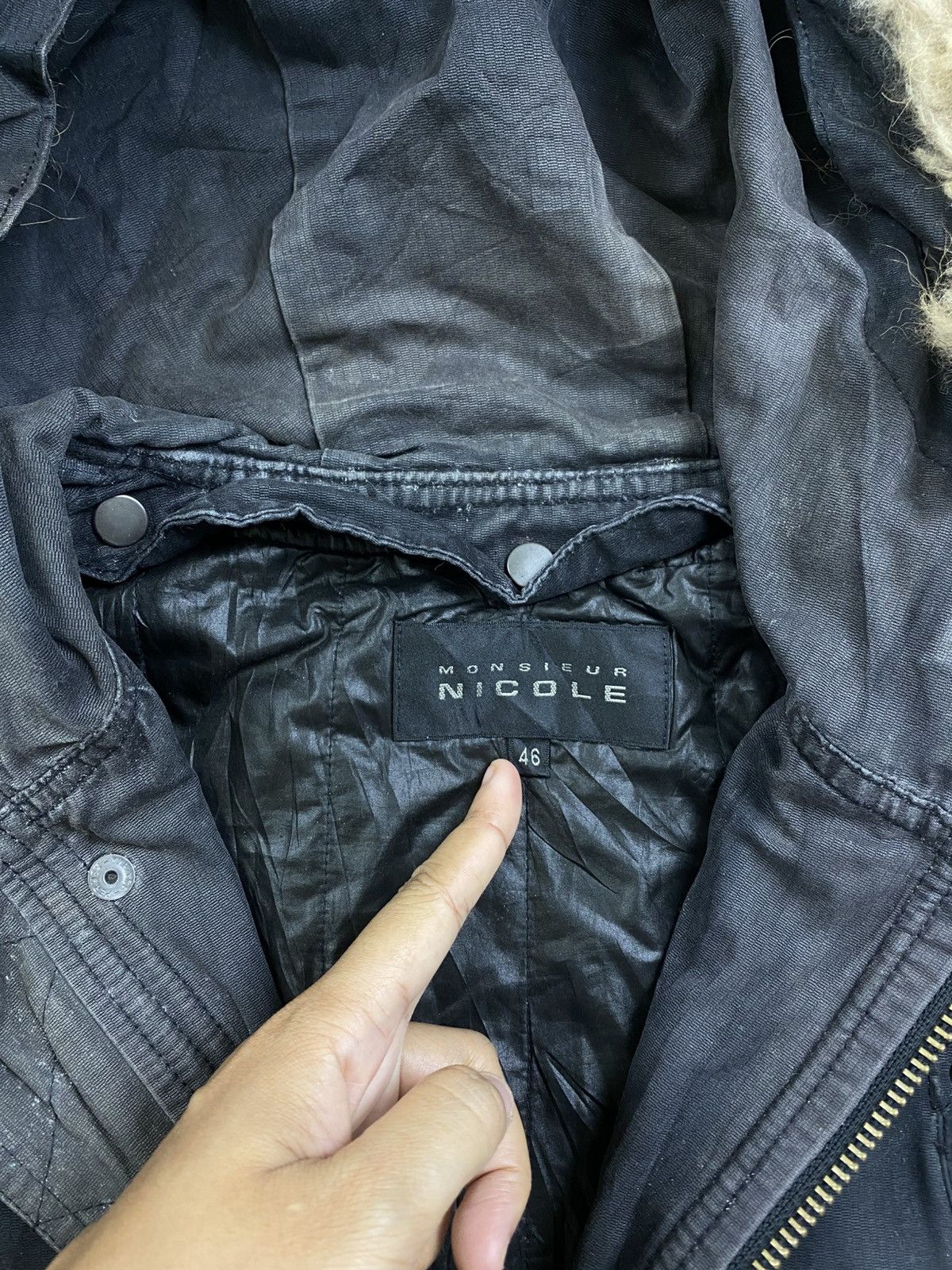 Nicole Club 🔥Nicole Monsieur Multipocket Faux Fur Hoodie Faded Jacket Size US M / EU 48-50 / 2 - 14 Thumbnail