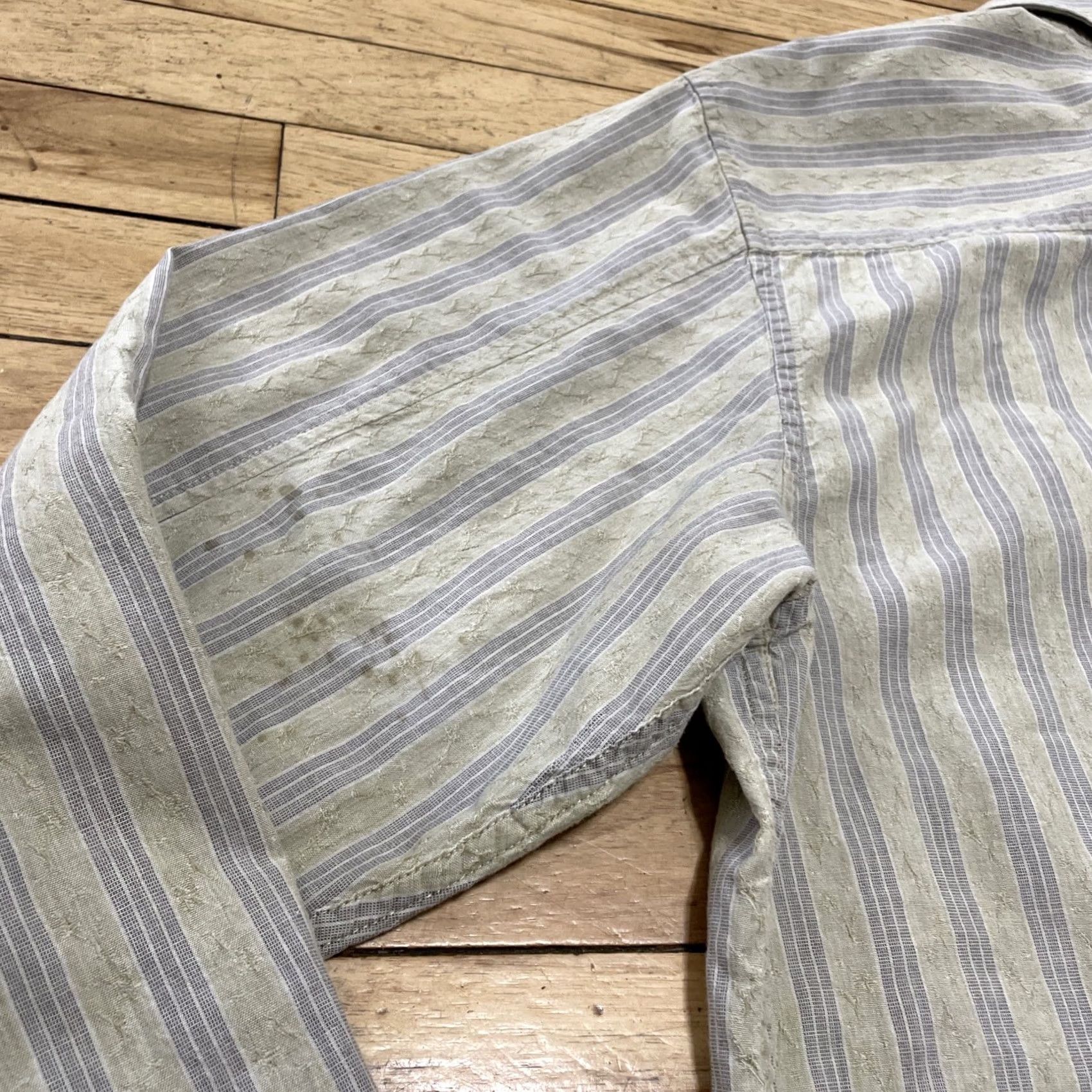 Timberland VINTAGE Timberland Button Shirt Men XL Y2k Streetwear HipHop Textured Stripe Blue Yellow Shirt Mens XL Size US XL / EU 56 / 4 - 6 Thumbnail