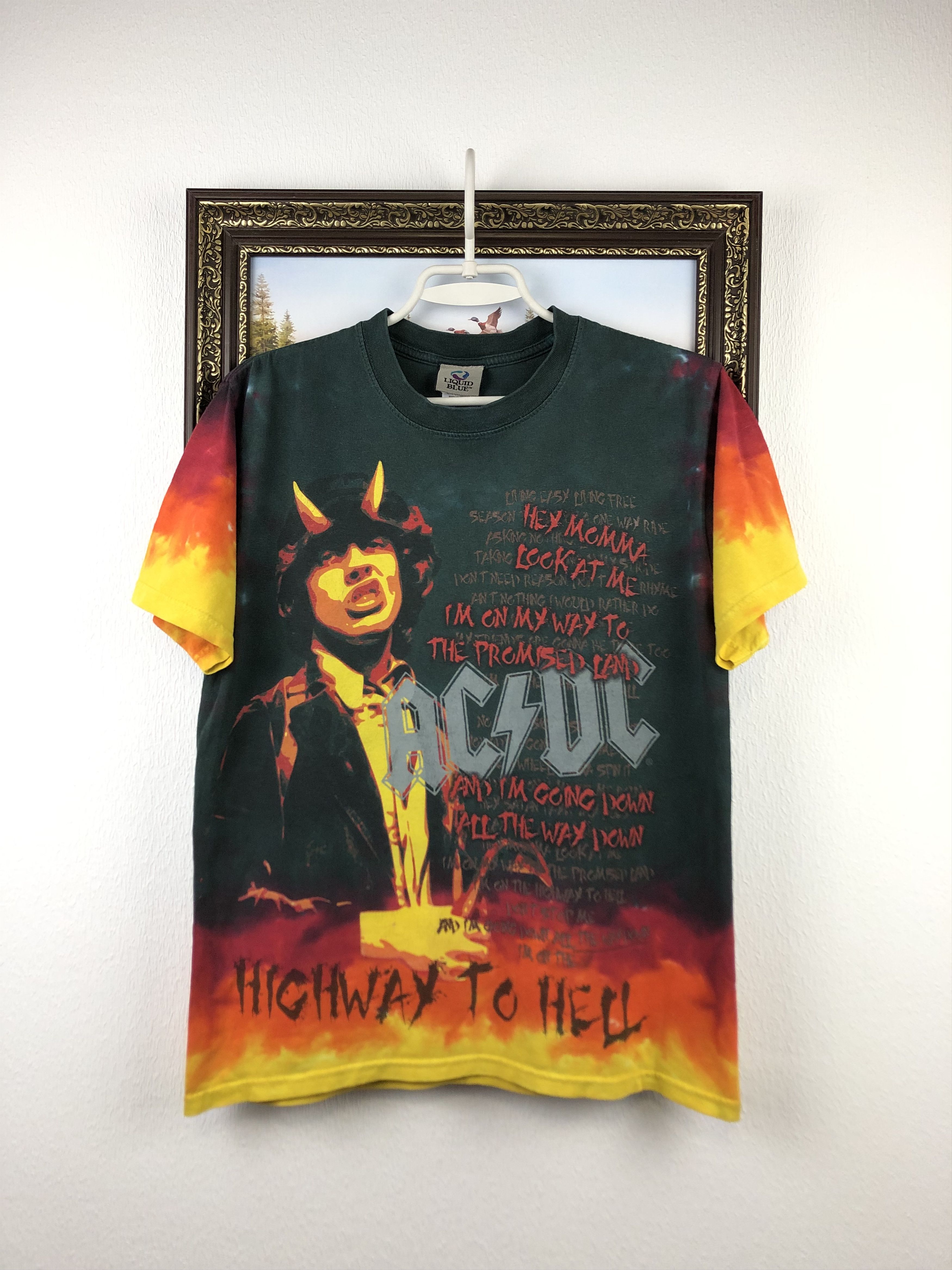Vintage Liquid Blue AC/DC Highway To Hell Tie Dye Shirt Tee