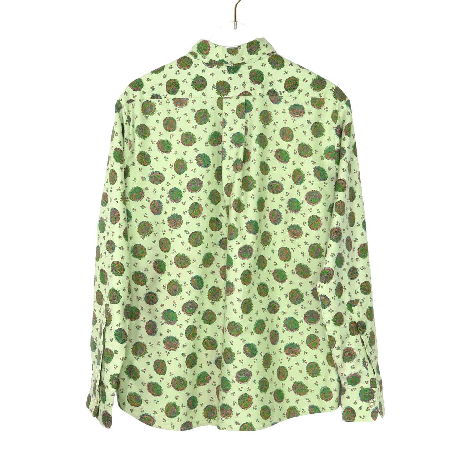 Vintage 70s Vintage Green Paisley Retro Button Down Blouse Medium Size M / US 6-8 / IT 42-44 - 5 Thumbnail