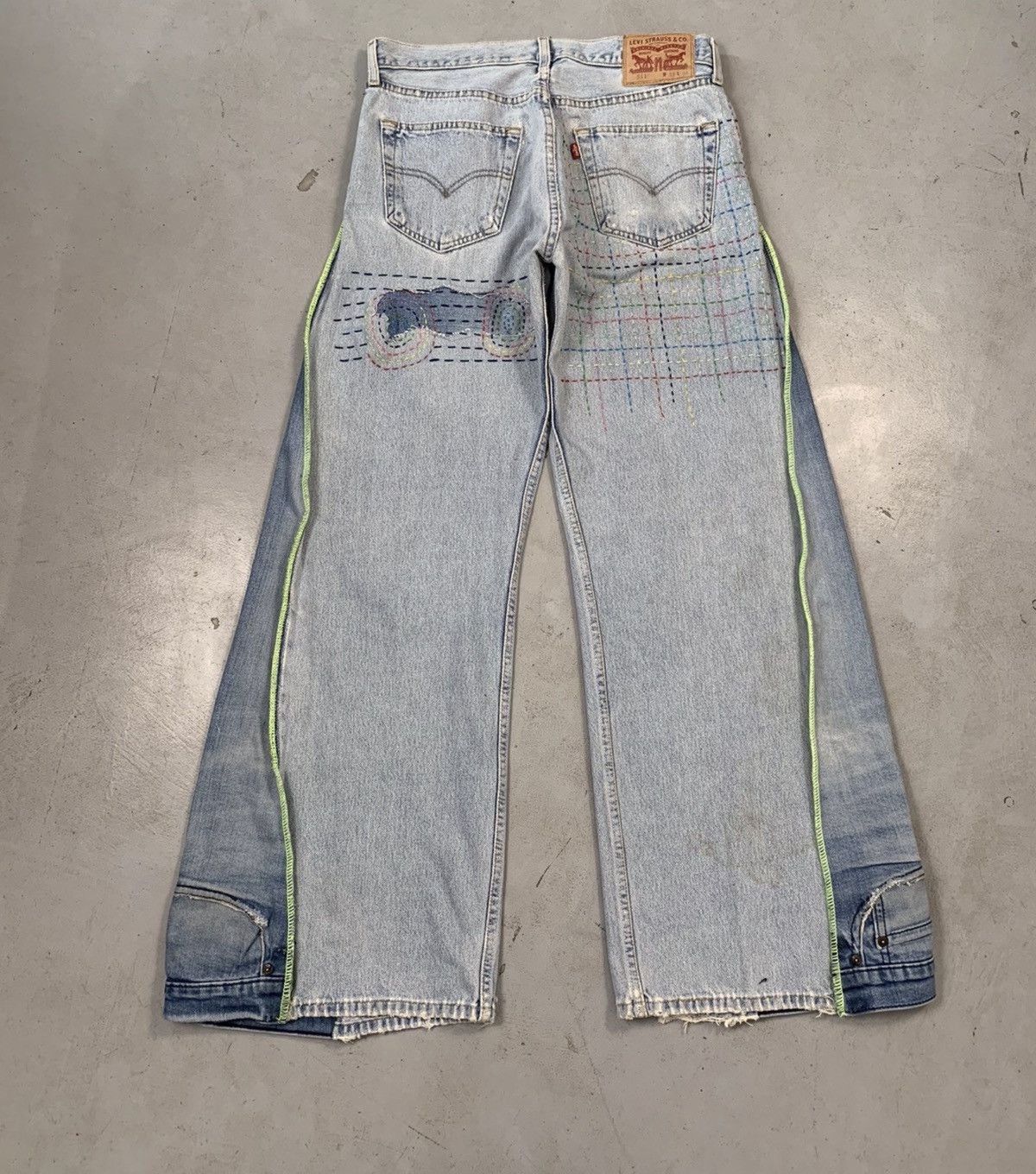 Levi's 1of1 vintage custom shashiko stitch baggy denim pants Size US 34 / EU 50 - 2 Thumbnail