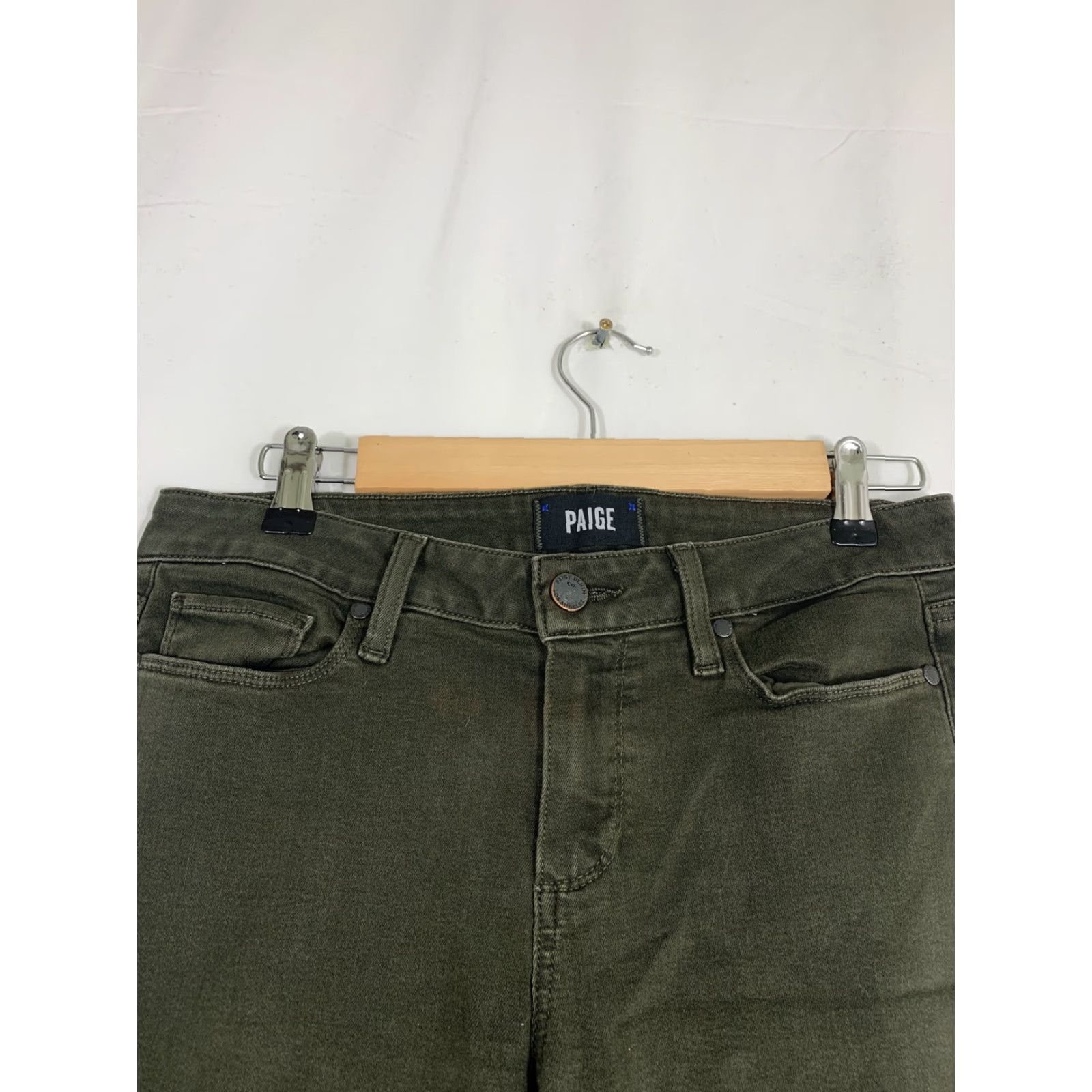 Paige Paige Verdugo Jeans Skin​ny Women's 28 Dark Green Stretch Inseam 28" Regular Rise Mid Button Zipper Jeans Size 28" / US 6 / IT 42 - 5 Thumbnail