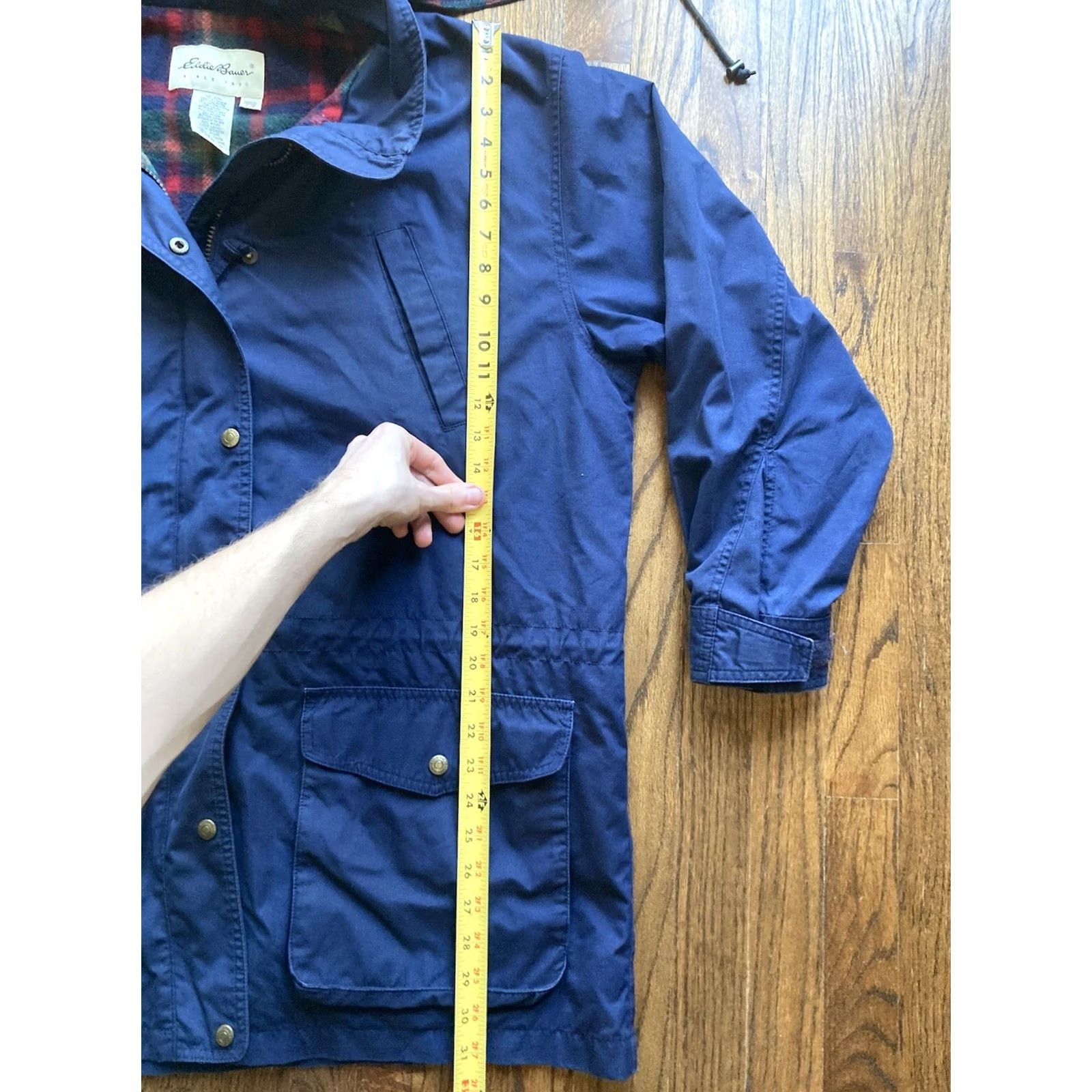 Eddie Bauer VINTAGE Eddie Bauer Hooded Barn Jacket Womens Large Navy Blue Wool Lined Chore Coat Size L / US 10 / IT 46 - 7 Thumbnail