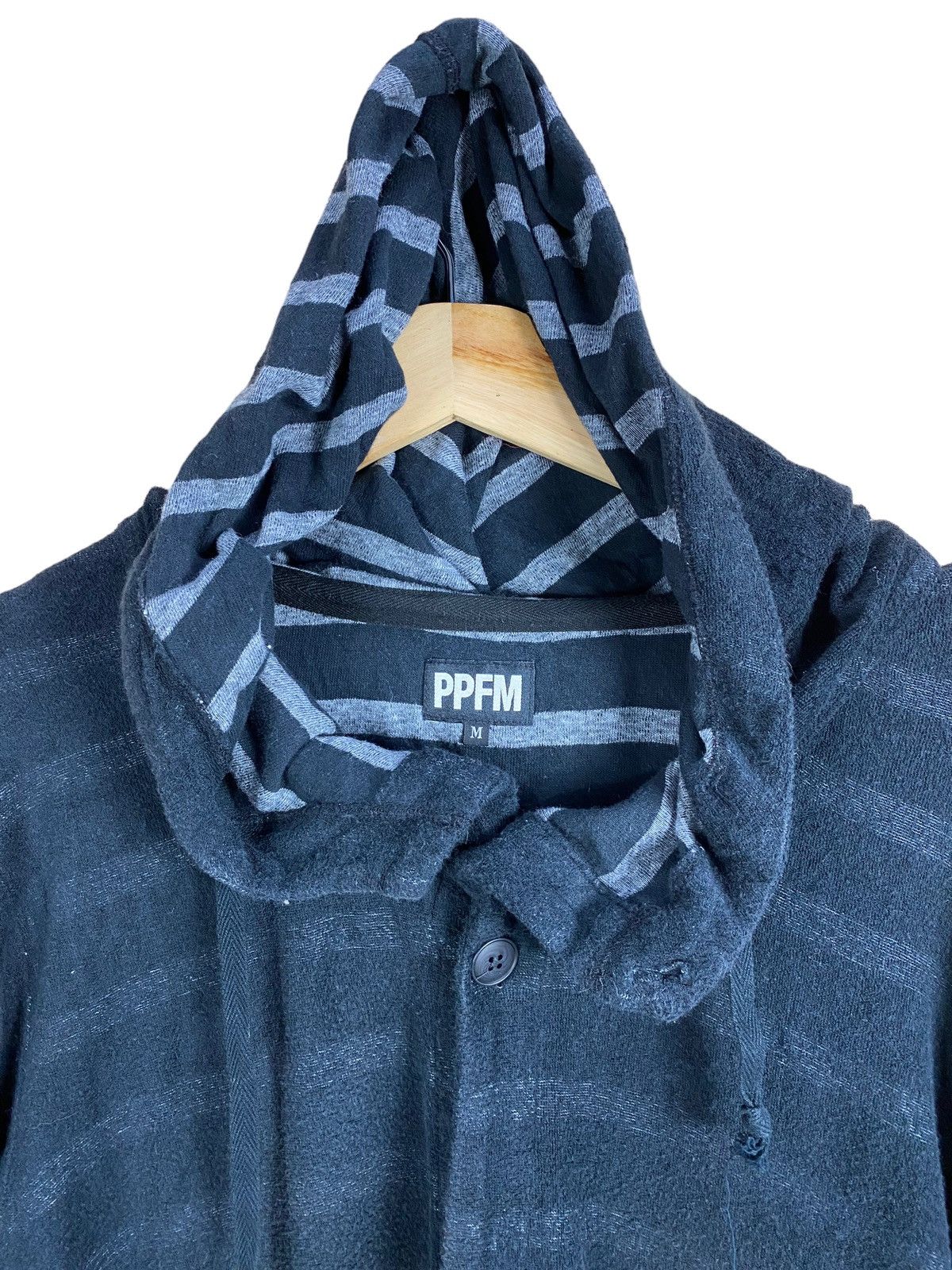 Japanese Brand PPFM STRIPED CARDIGAN HOODIE Size US L / EU 52-54 / 3 - 3 Thumbnail