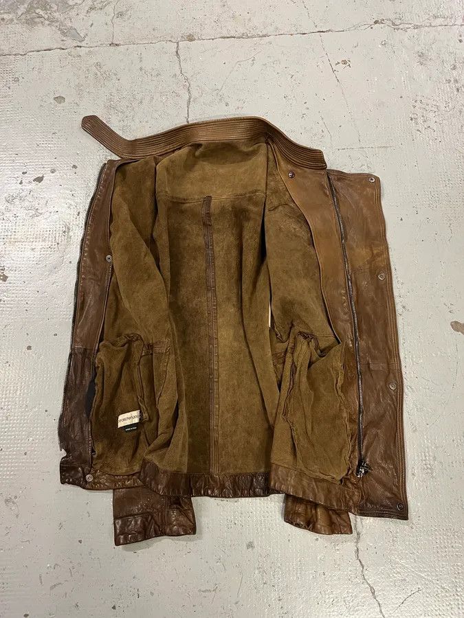 Emporio Armani 1990s Emporio Armani Asymmetrical Avant Garde Brown Leather Jacket Size US S / EU 44-46 / 1 - 8 Thumbnail