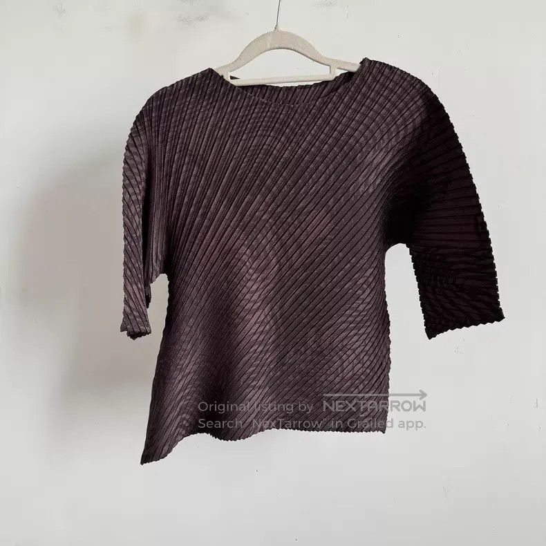 Issey Miyake Issey Miyake Brown Short-Sleeve Top Size M / US 6-8 / IT 42-44 - 1 Thumbnail