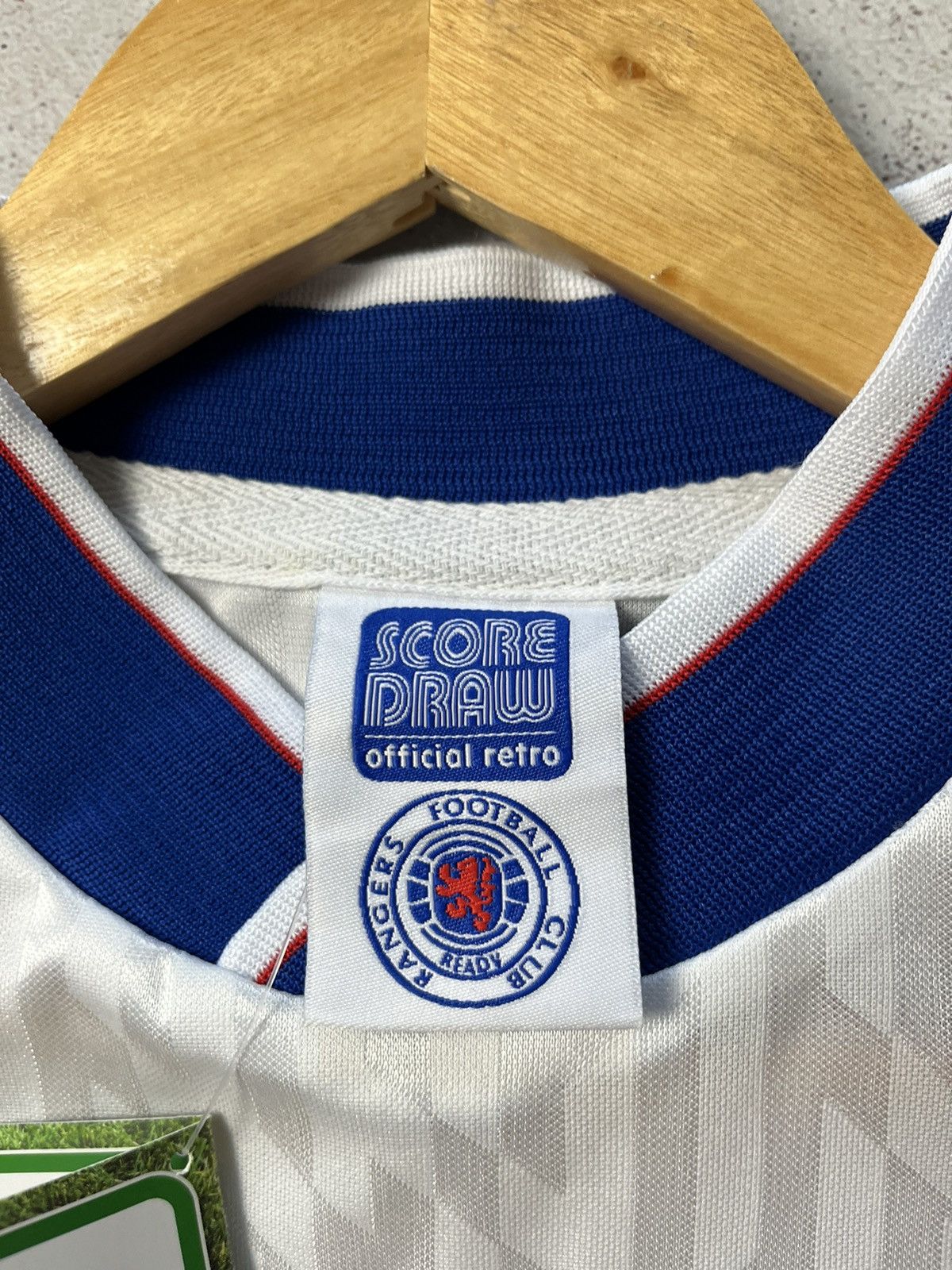 Vintage SCORE DRAW GLASGOW RANGERS 1990 AWAY VINTAGE SOCCER JERSEY Size US S / EU 44-46 / 1 - 4 Thumbnail