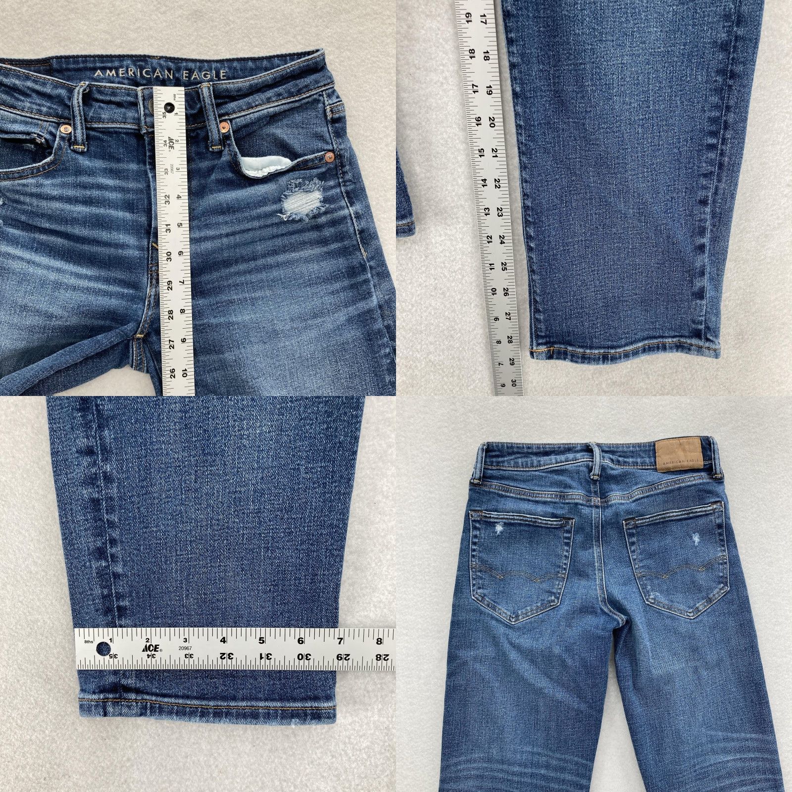 American Eagle Outfitters American Eagle Jeans Mens 28x30 Blue Original Straight Airflex+ Distressed Denim Size US 28 / EU 44 - 8 Thumbnail