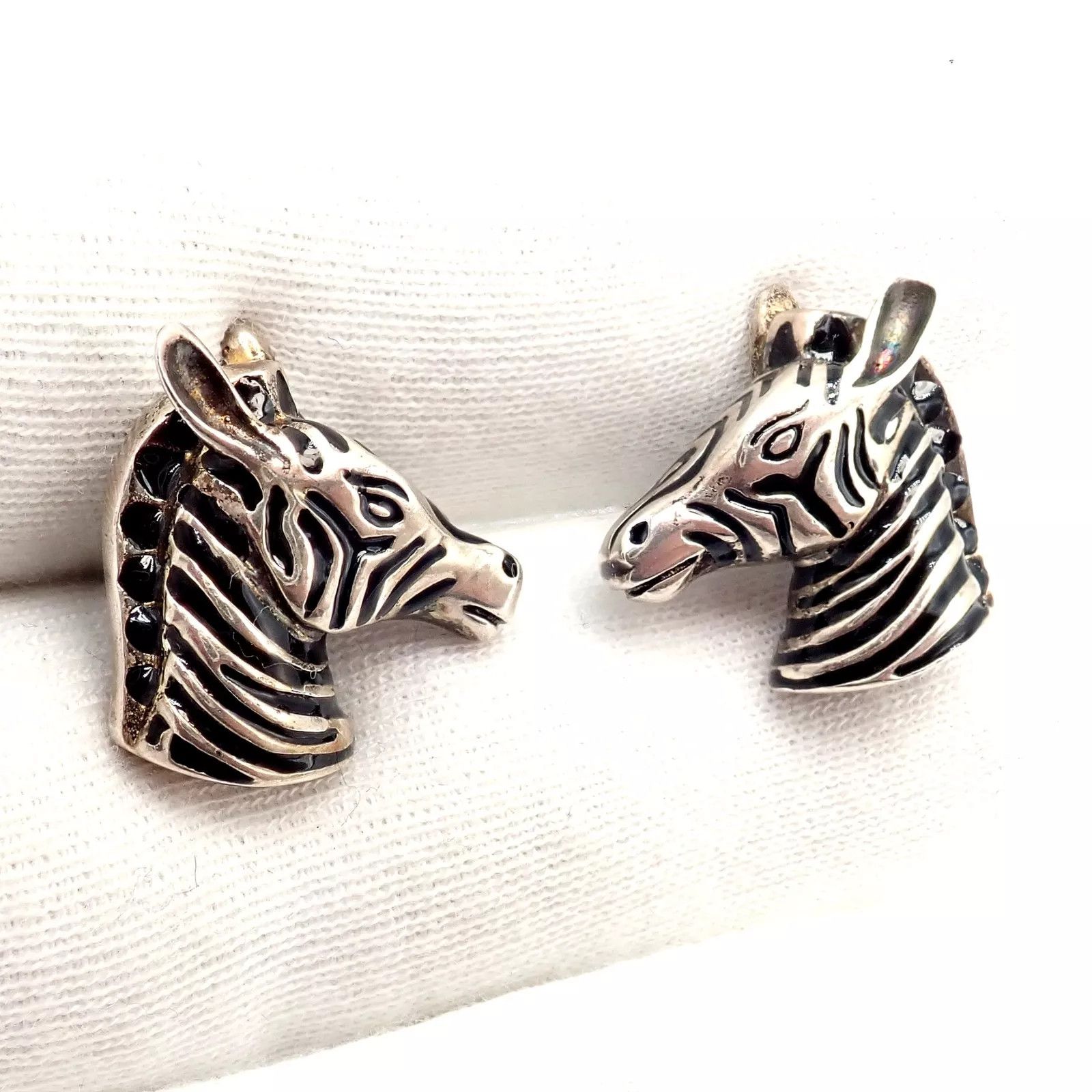 Tiffany & Co. Silver Black Enamel Zebra Cufflinks Size ONE SIZE - 6 Thumbnail