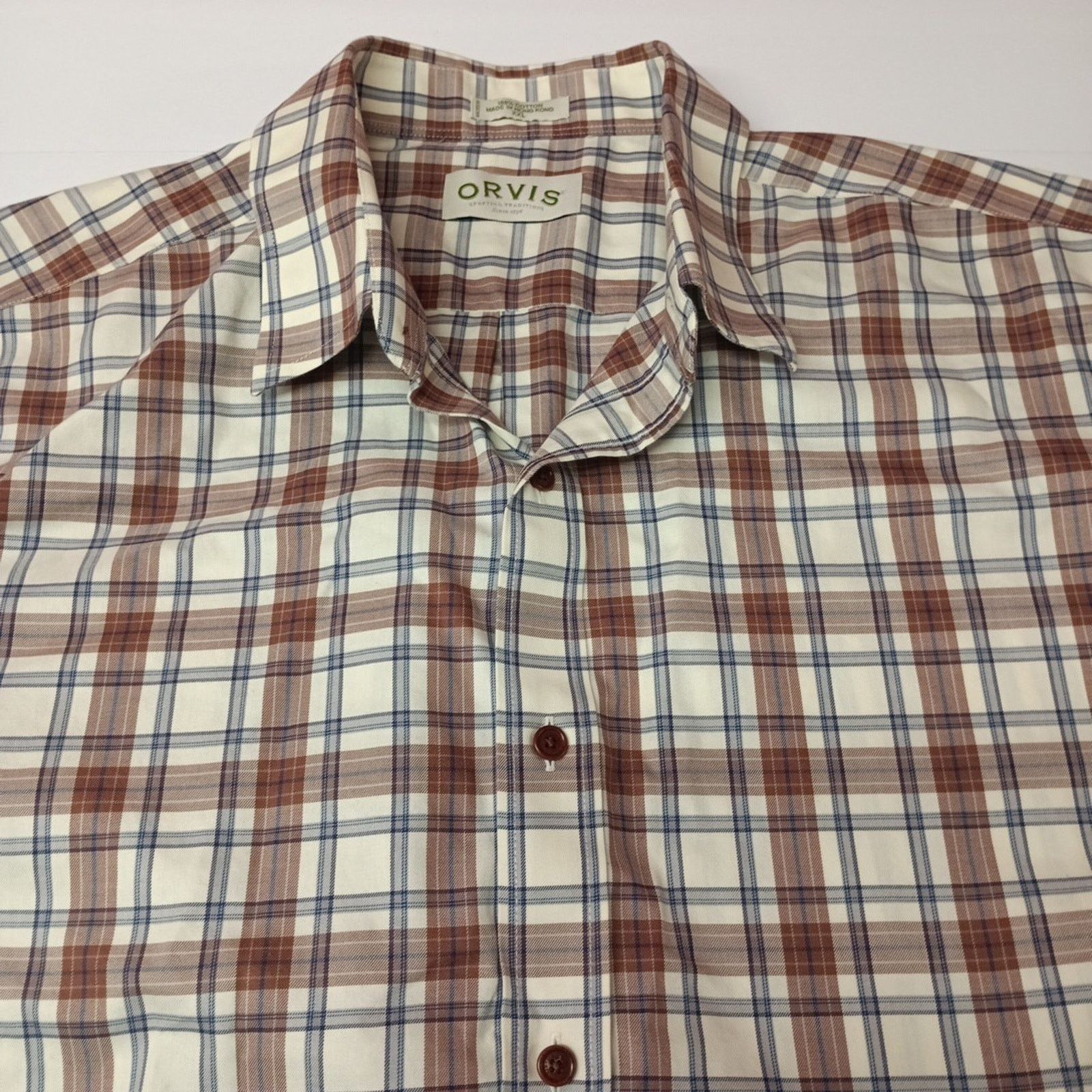 Orvis Orvis Shirt Men's Size 2XL Brown Beige Plaid Long Sleeve Size US XXL / EU 58 / 5 - 3 Thumbnail