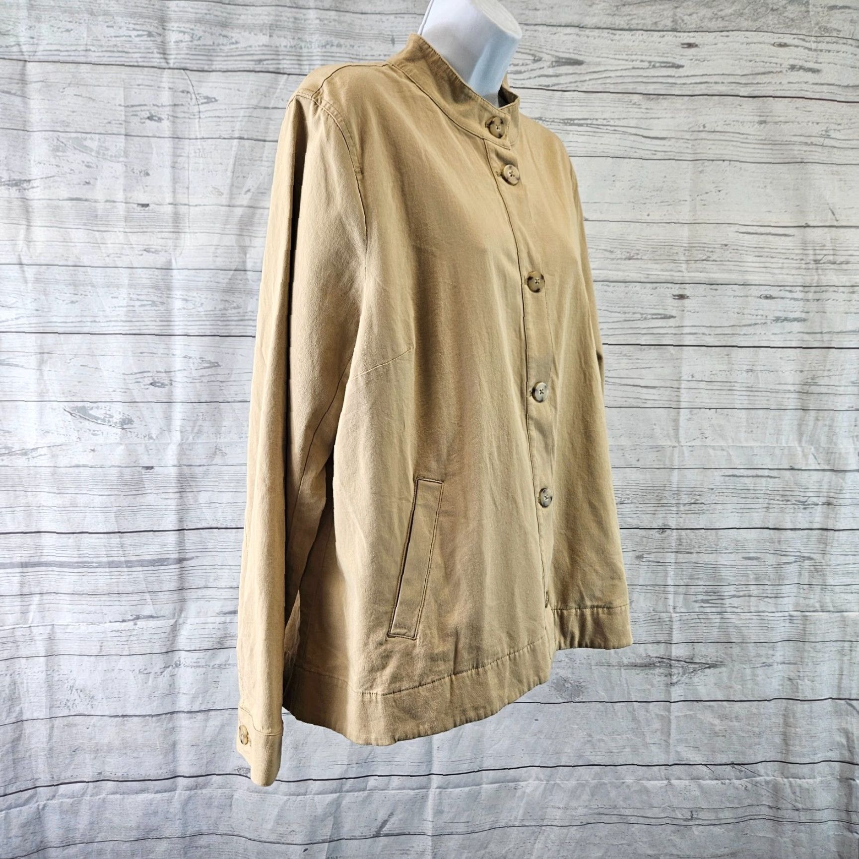 J. Jill J Jill Jacket Women Button Front Sz Large Sandbar Cotton Blend Long Sleeve Size L / US 10 / IT 46 - 3 Thumbnail