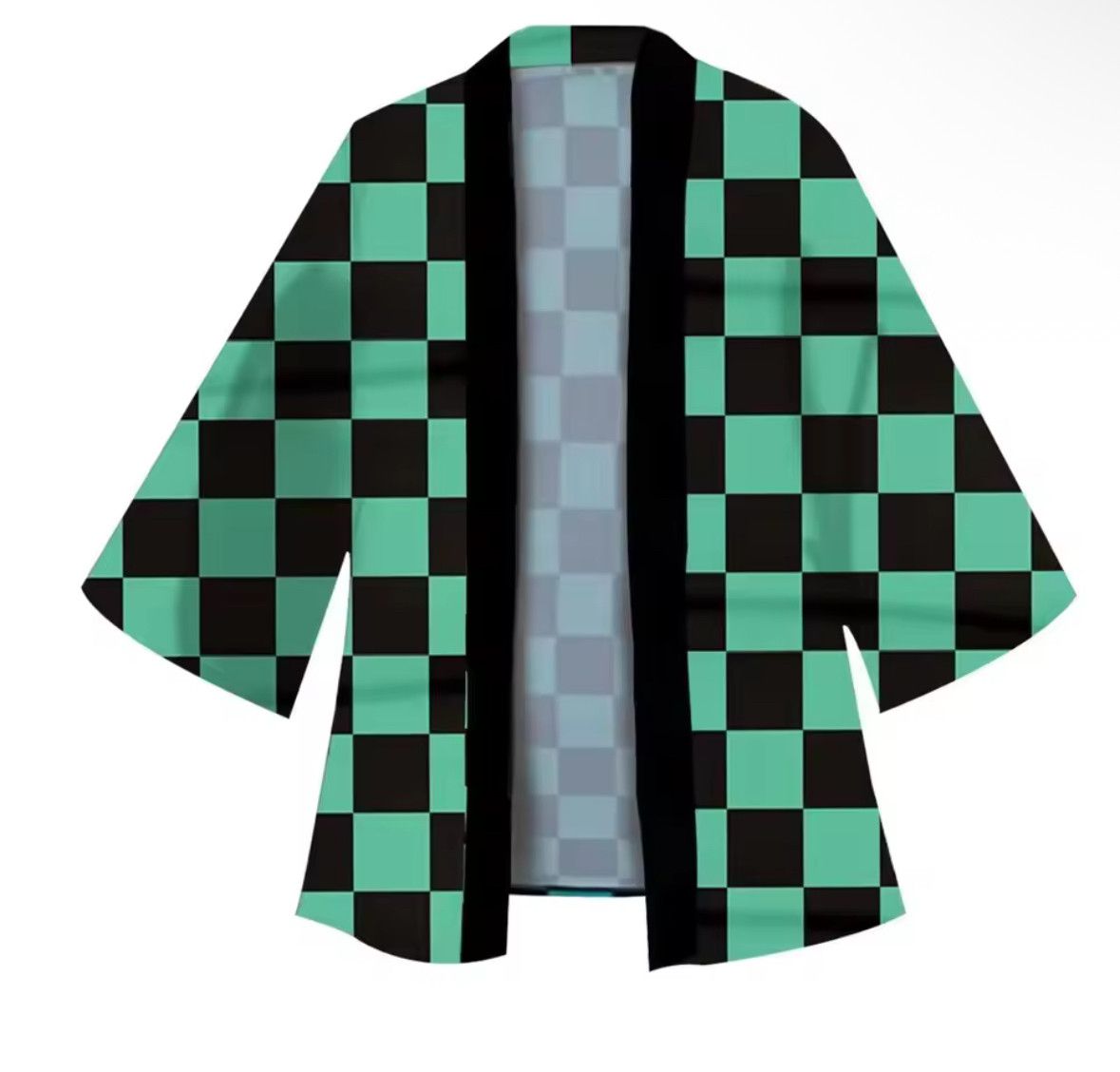 Japanese Brand Y2K Anime Costume Nezuko Kamado Cosplay Green Plaid Kimono Size US XXL / EU 58 / 5 - 3 Thumbnail