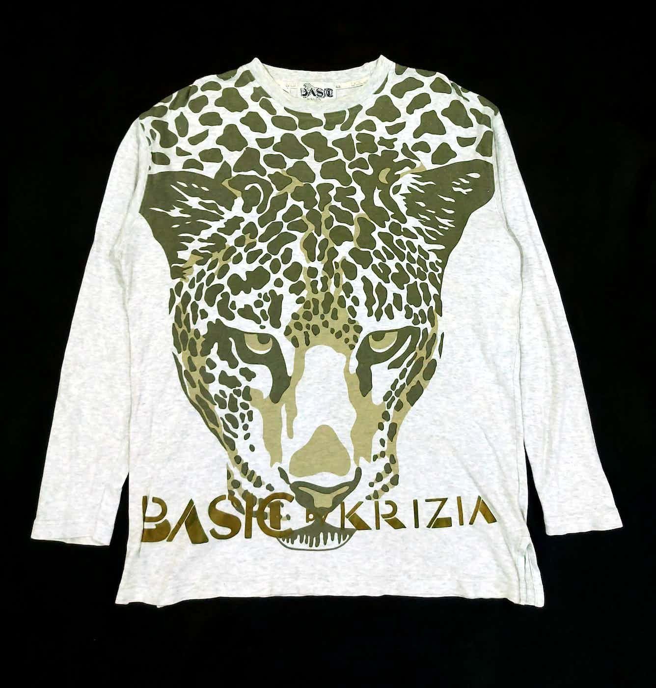 image of Italian Designers Basic By Krizia Uomo Leopard Big Print Tee in Light Grey, Men's (Size XL)