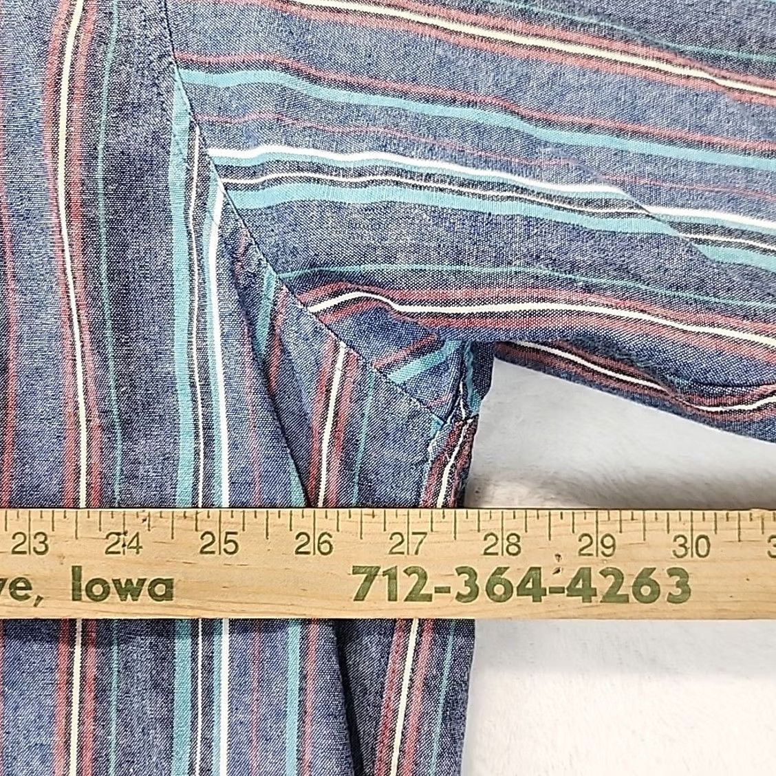 Vintage VINTAGE Salmon River Traders Men Blue Striped Western Dress Shirt 2XL Button-Up Long Sleeve Size 48R - 5 Thumbnail