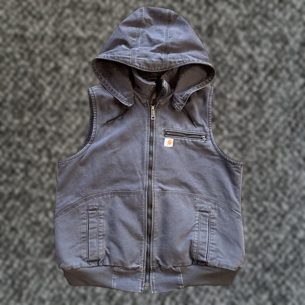Carhartt Carhartt Vest Women’s Blue XL Weathered Washed Duck 102253-426 Worn Hooded Zip Mock-Style? Size XL / US 12-14 / IT 48-50 - 1 Thumbnail