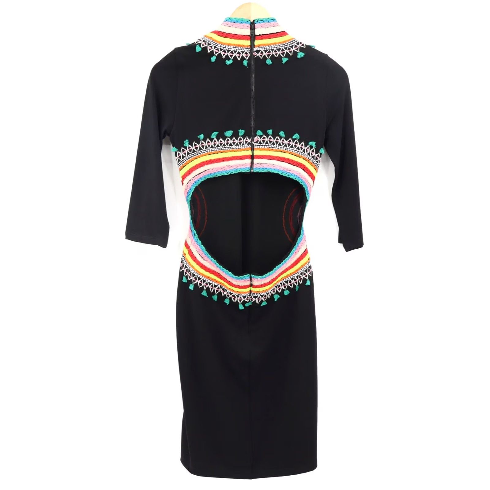 Alice + Olivia Alice + Olivia Bod Con Dress Women's Tamson Embroidered Cut Out Back Black Sz 6 NEW Size M / US 6-8 / IT 42-44 - 5 Thumbnail
