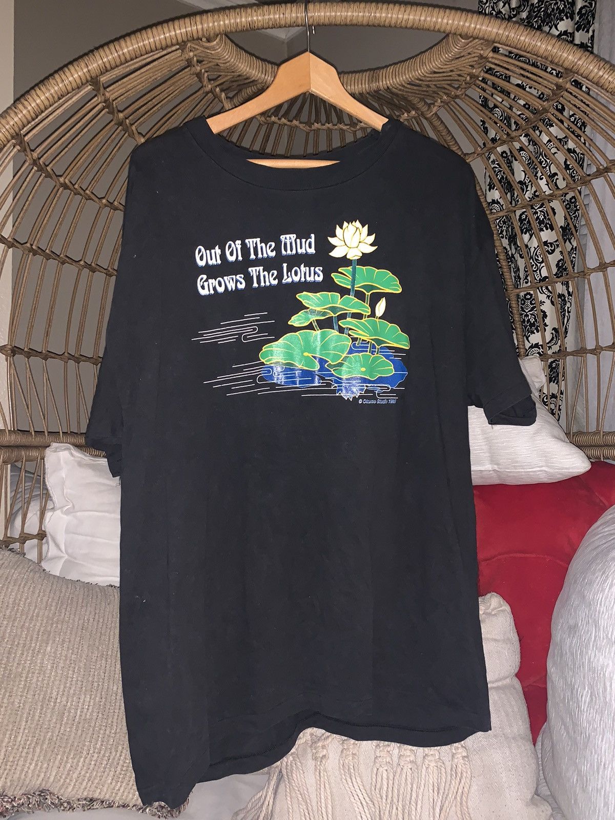 image of 1995 Vintage Shirt “Out Of The Mud Grows The Lotus” in Black, Men's (Size XL)