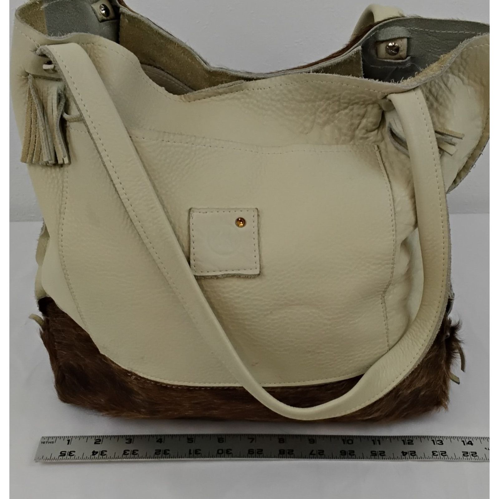 Other Two Fillies Antelope Hide Classic Tote Bag White/Brown Hair Size ONE SIZE - 17 Thumbnail
