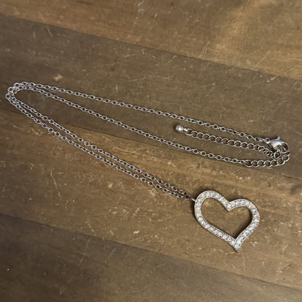 Other Silver tone pave sliding open heart pendant necklace Size ONE SIZE - 2 Thumbnail