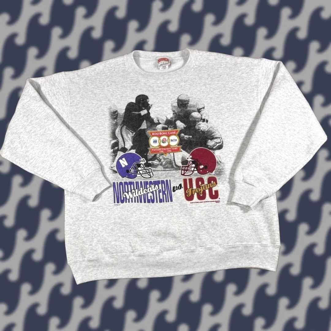 Nutmeg VINTAGE Nutmeg Sweatshirt Crew Neck Unisex Adults L Gray 1996 Rose Bowl 90s College Sports Graphic Print Heavyweight Pullover USA Size US L / EU 52-54 / 3 - 1 Thumbnail