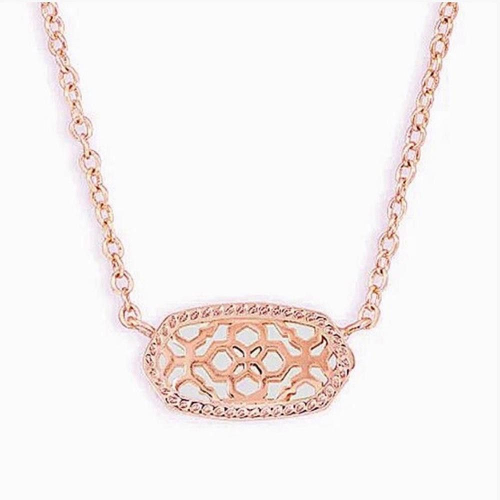 Kendra Scott Kendra Scott Elisa Rose Gold Oval Filigree Pendant Necklace Size ONE SIZE - 2 Thumbnail