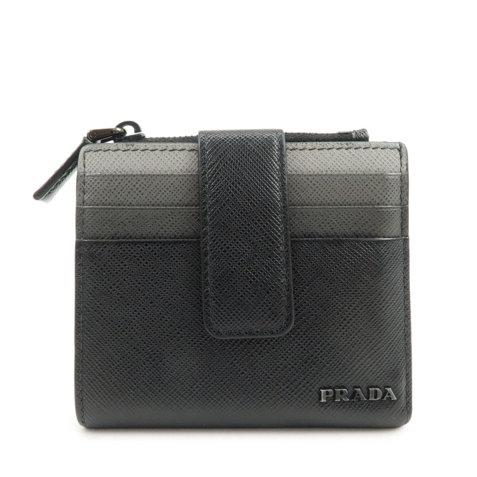 Prada Prada Saffiano Compact Wallet Black Size ONE SIZE - 1 Thumbnail