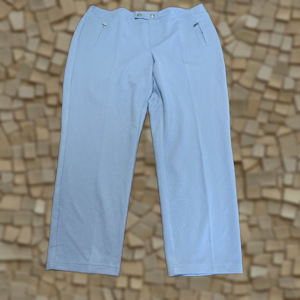 Vintage SOHO Pants Women's 3X Blue Light Wash Pull On Zip Pockets Dress Pants Size 40" / US 18 - 1 Thumbnail