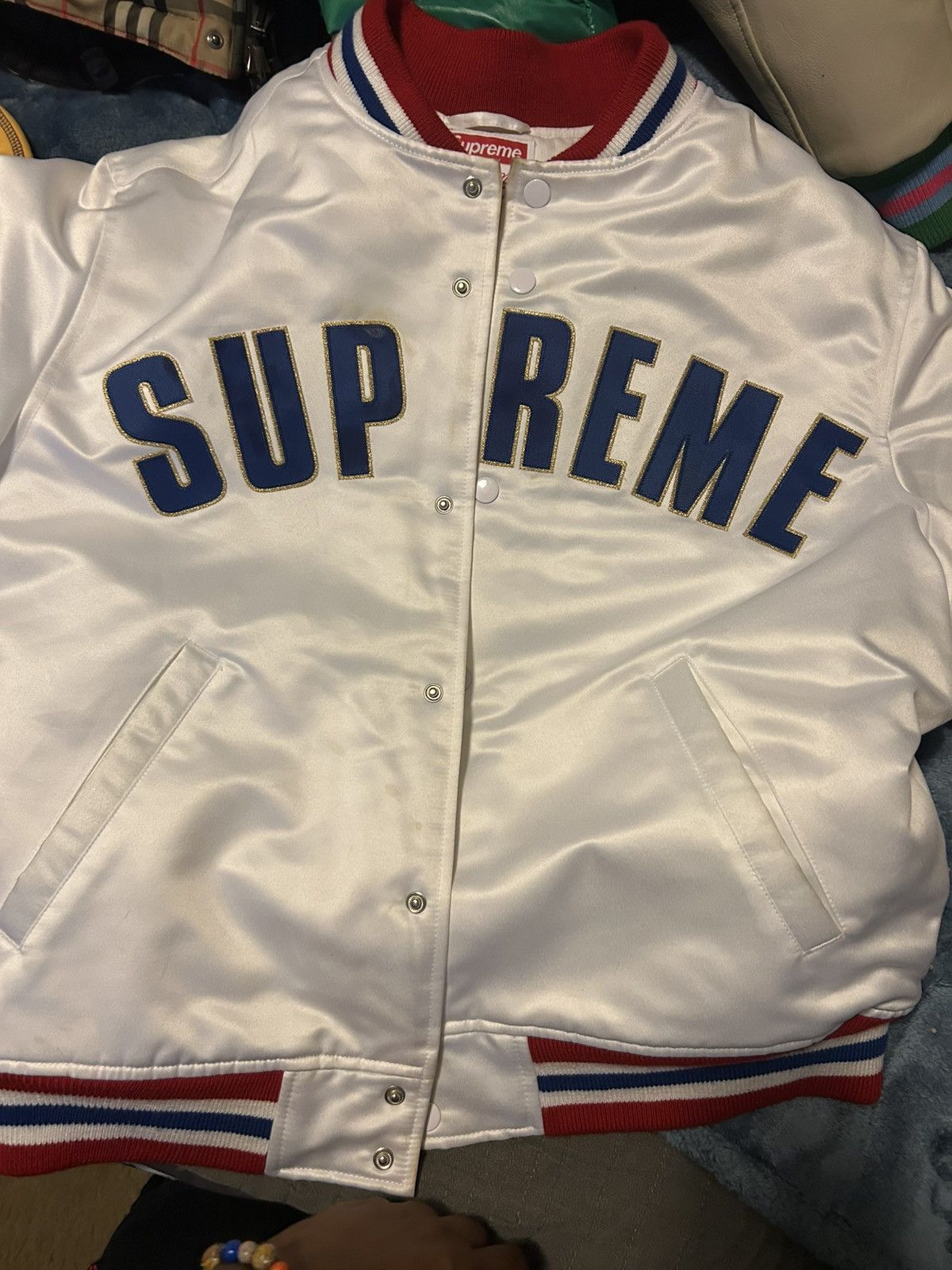 Supreme Supreme red white blue varsity jacket Size US S / EU 44-46 / 1 - 1 Thumbnail