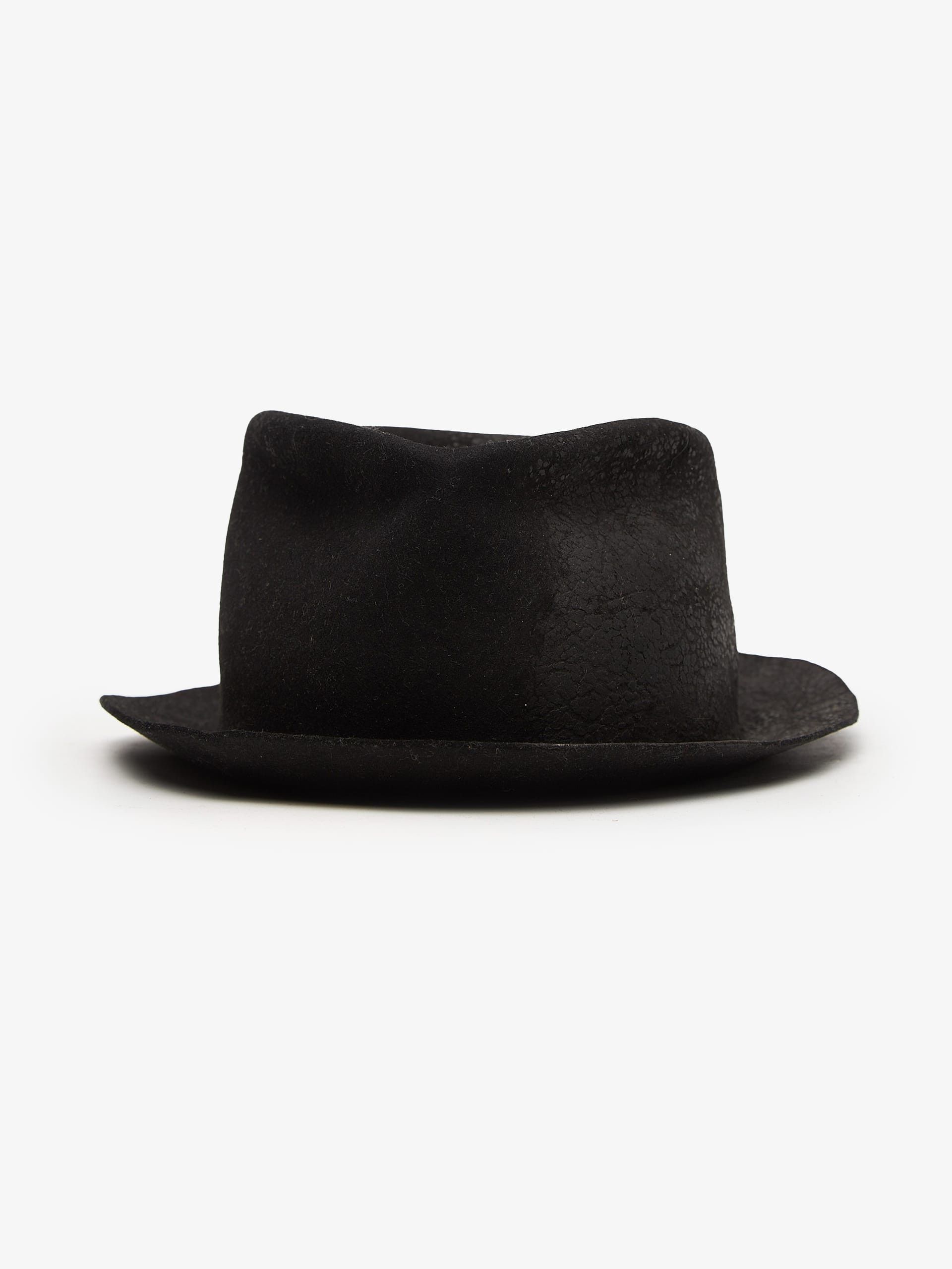 Horisaki Black Waxed Fedora Hat Size ONE SIZE - 1 Thumbnail