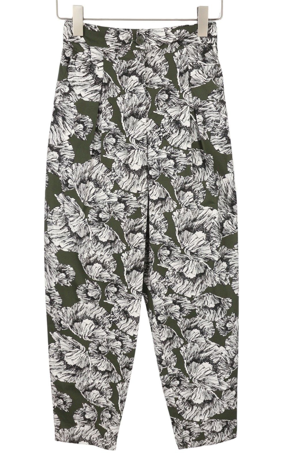 MAX&Co. EU34 Khaki Floral Print Cotton Elastic Waist Cropped 88901 Size 24" / US 00 / IT 34 - 2 Thumbnail