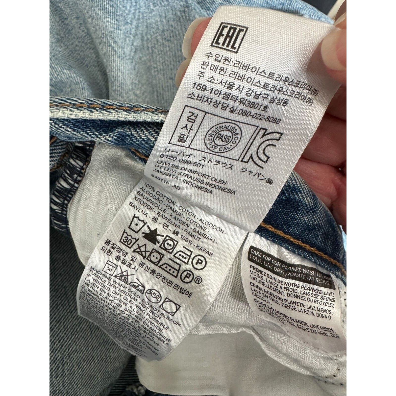 Levi's Levis White Oak Cone Denim Button Fly Distress Slim Leg Jean Size 27" / US 4 / IT 40 - 12 Thumbnail