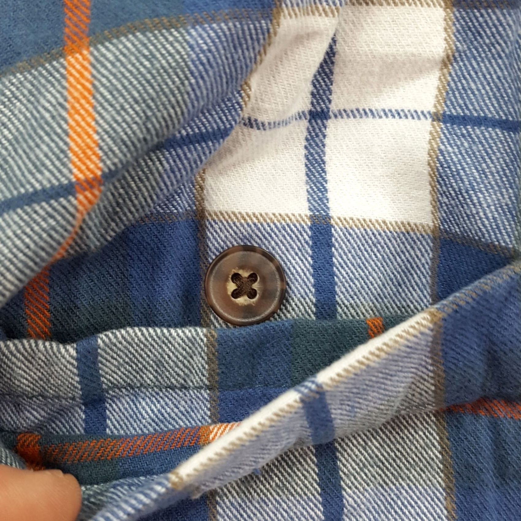 CO VINTAGE Duluth Trading Co Blue Plaid Flannel Mens XL Button-Up Shirt Collar Size US XL / EU 56 / 4 - 4 Thumbnail