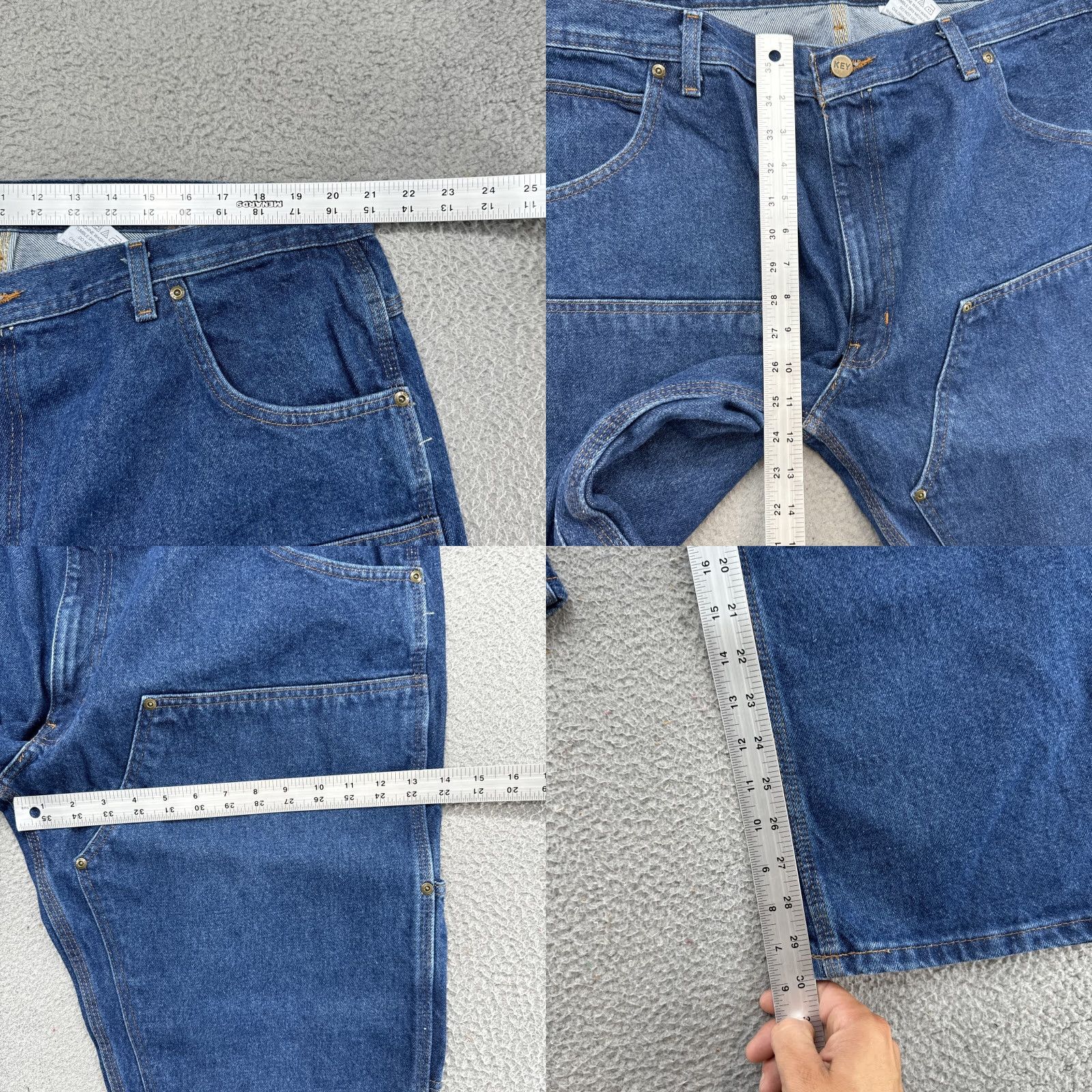 Vintage Key Jeans Relaxed Fit Double Front Carpenter Dungaree Denim 42x30 BLUE Mens 42 30 New Size US 42 / EU 58 - 8 Thumbnail