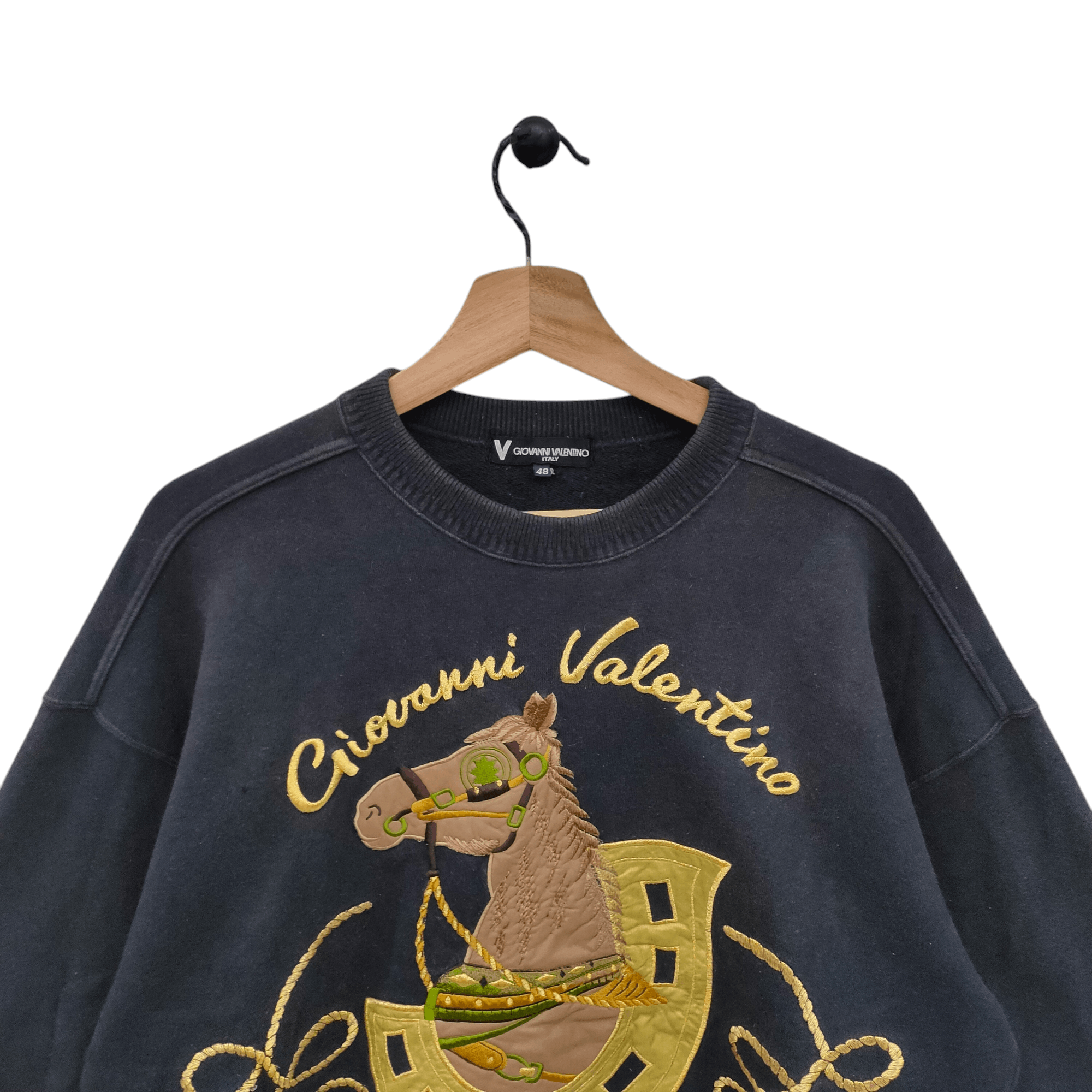 Designer × Giovanni Valentino 90s Giovanni Valentino Italy Embroidered Horse Horseshoe Size US L / EU 52-54 / 3 - 4 Thumbnail