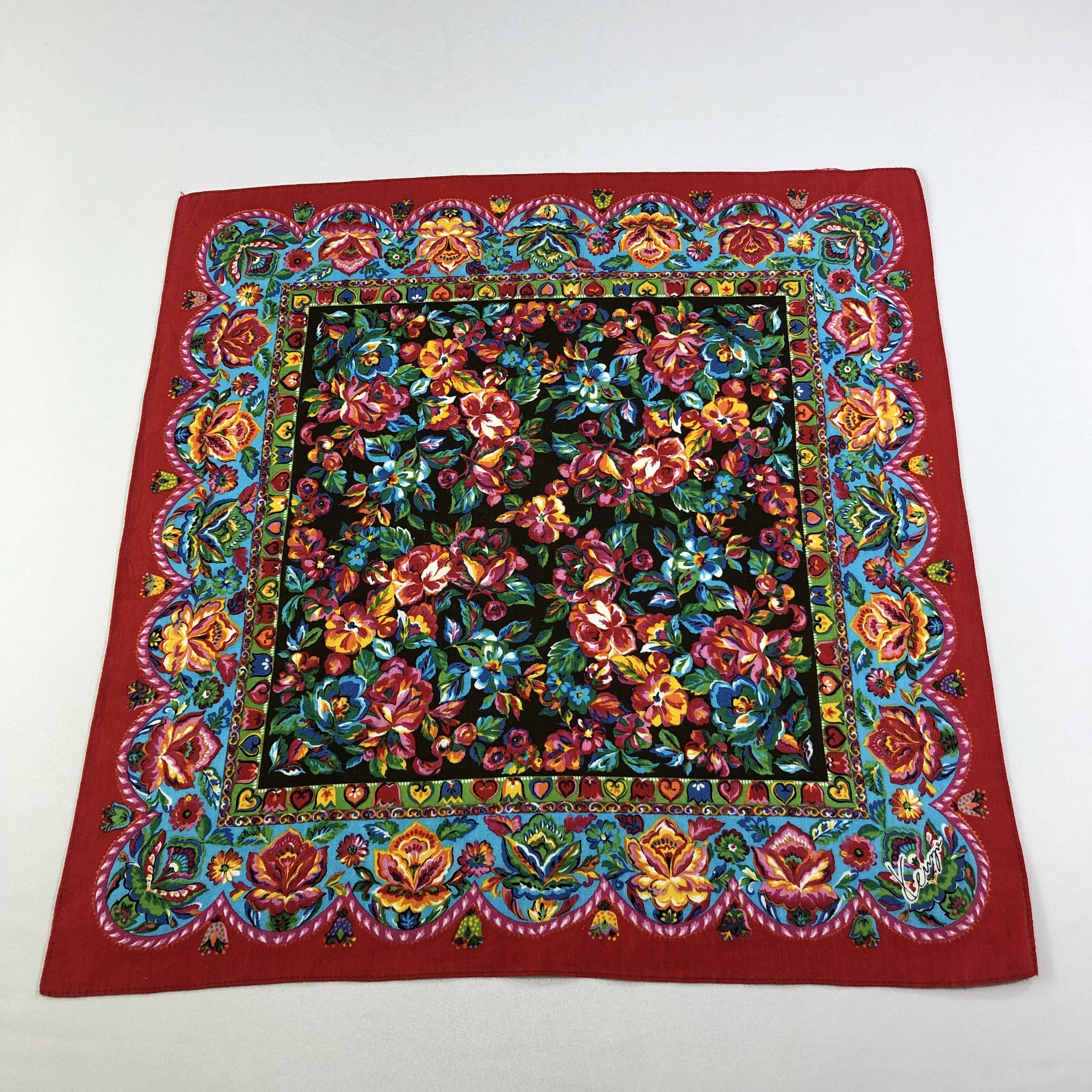 Japanese Brand × Kenzo × Vintage Kenzo Floral Handkerchief Neckerchief Bandana H2135 Size ONE SIZE - 1 Thumbnail