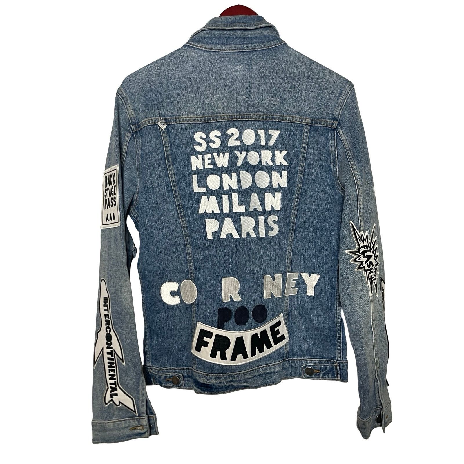 Frame FRAME Denim Embroidered Patches Denim Jacket Sz S Size S / US 4 / IT 40 - 5 Thumbnail