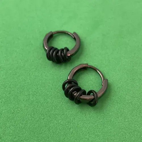 Designer × Jewelry Small Hoop Earrings for Men Women,Black Hoop Earrings Size ONE SIZE - 2 Thumbnail