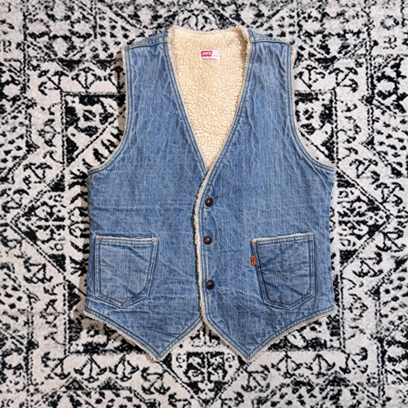 Levi's × Vintage Levis Baby Blue Cotton Vest Sherpa Jacket Size M Vintage Size US M / EU 48-50 / 2 - 1 Thumbnail