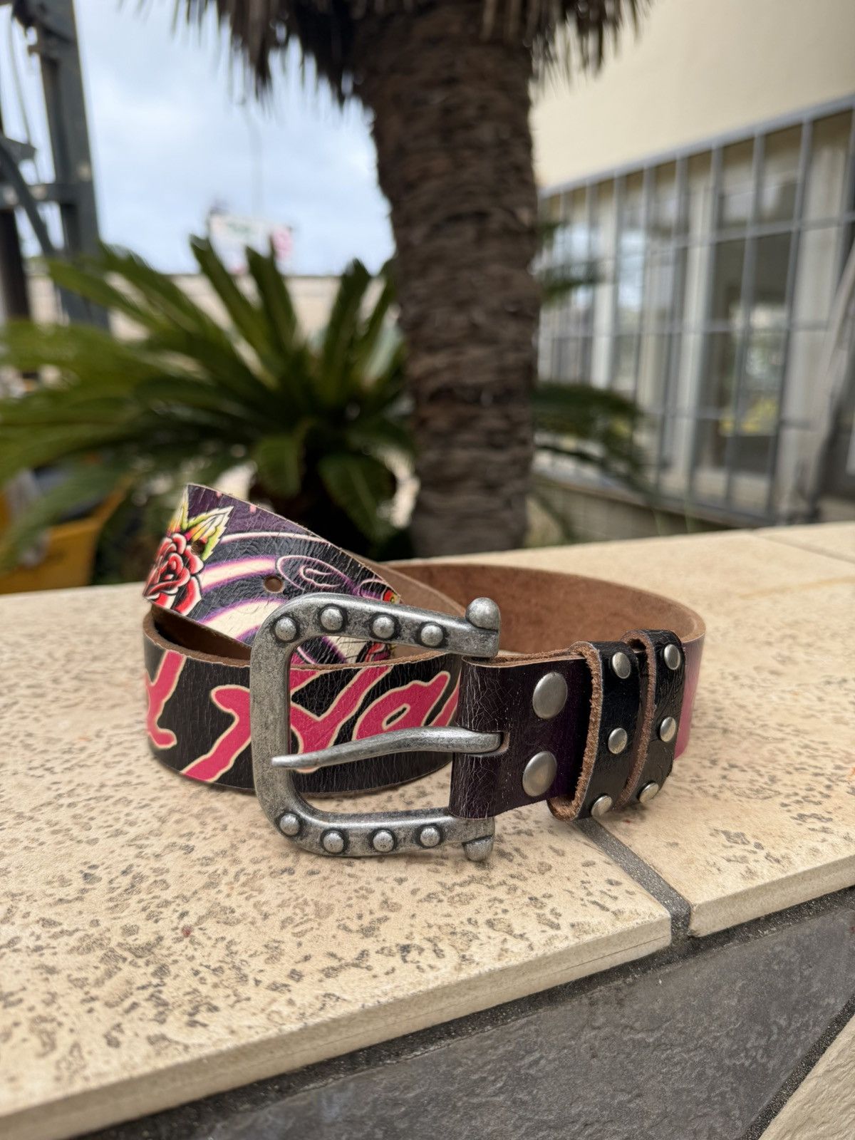 Ed Hardy Ed Hardy Leather Belt Multicolor Size ONE SIZE - 1 Thumbnail