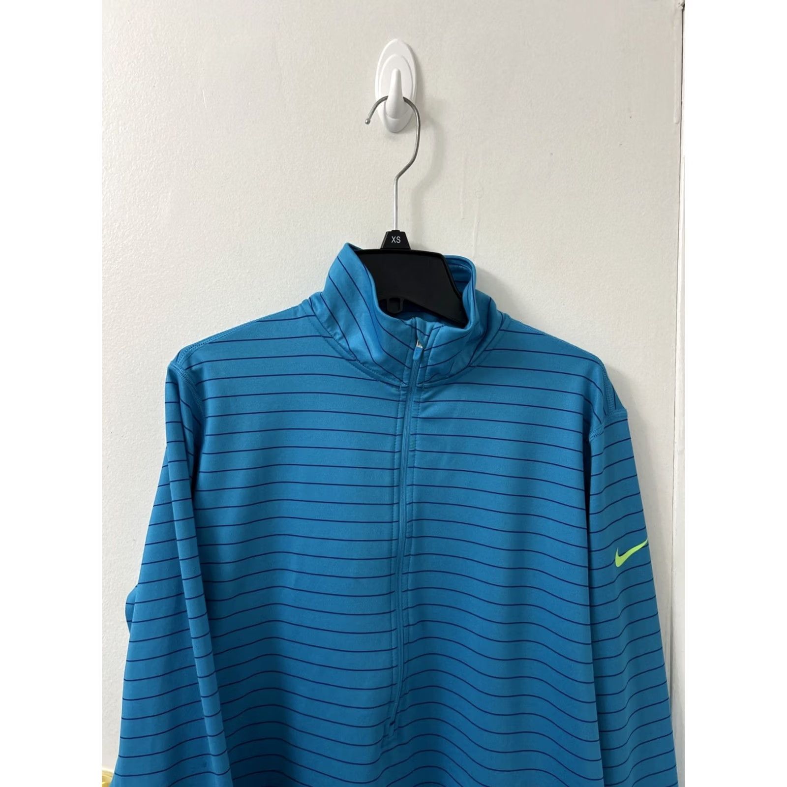 Nike Nike Pro Hyperwarm Pullover Womens XL Blue Striped 1/2 Zip Sweatshirt 642621-407 Size XL / US 12-14 / IT 48-50 - 2 Thumbnail