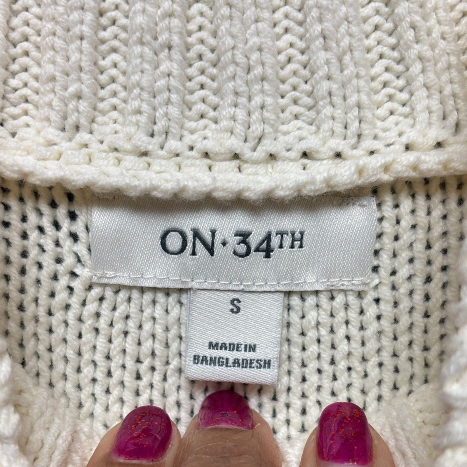 Other ON 34th Cream Cable Knit Flutter Sleeve Sweater Womens Small Size S / US 4 / IT 40 - 2 Thumbnail
