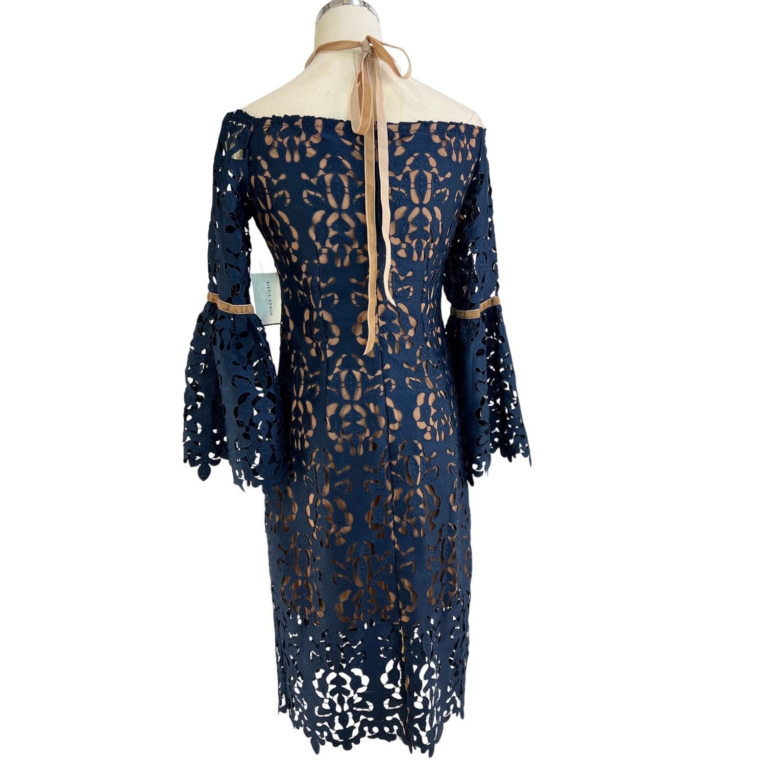 Other Alexia Admore Off The Shoulder Lace Dress Navy Blue Size M / US 6-8 / IT 42-44 - 11 Thumbnail