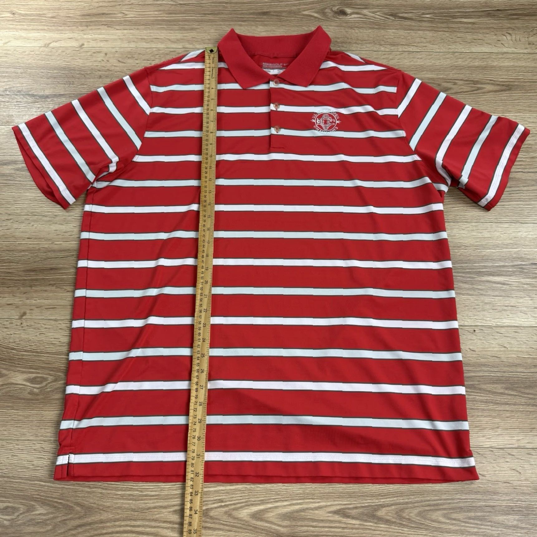 Nike Nike Polo Shirt 2XL Red Striped Dri-Fit Golf Activewear Mens Polo USA Seniors Open 2013 Omaha Size US XXL / EU 58 / 5 - 4 Thumbnail