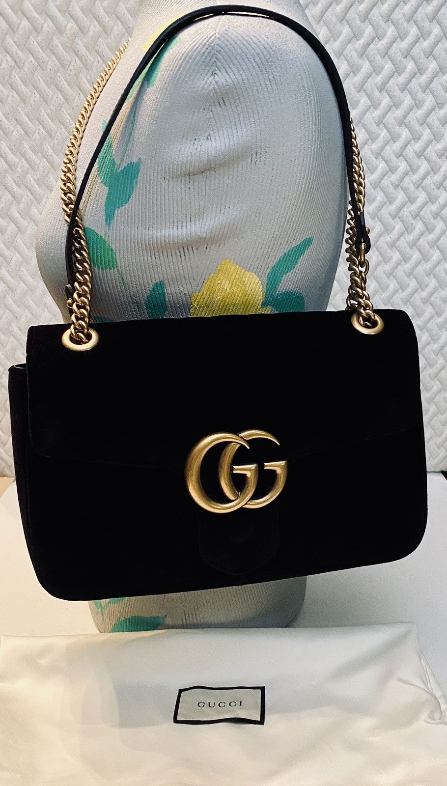 Gucci Gucci 🇮🇹 Black Velvet Matelasse Medium 2.0 GG Marmont Bag New Size ONE SIZE - 6 Thumbnail