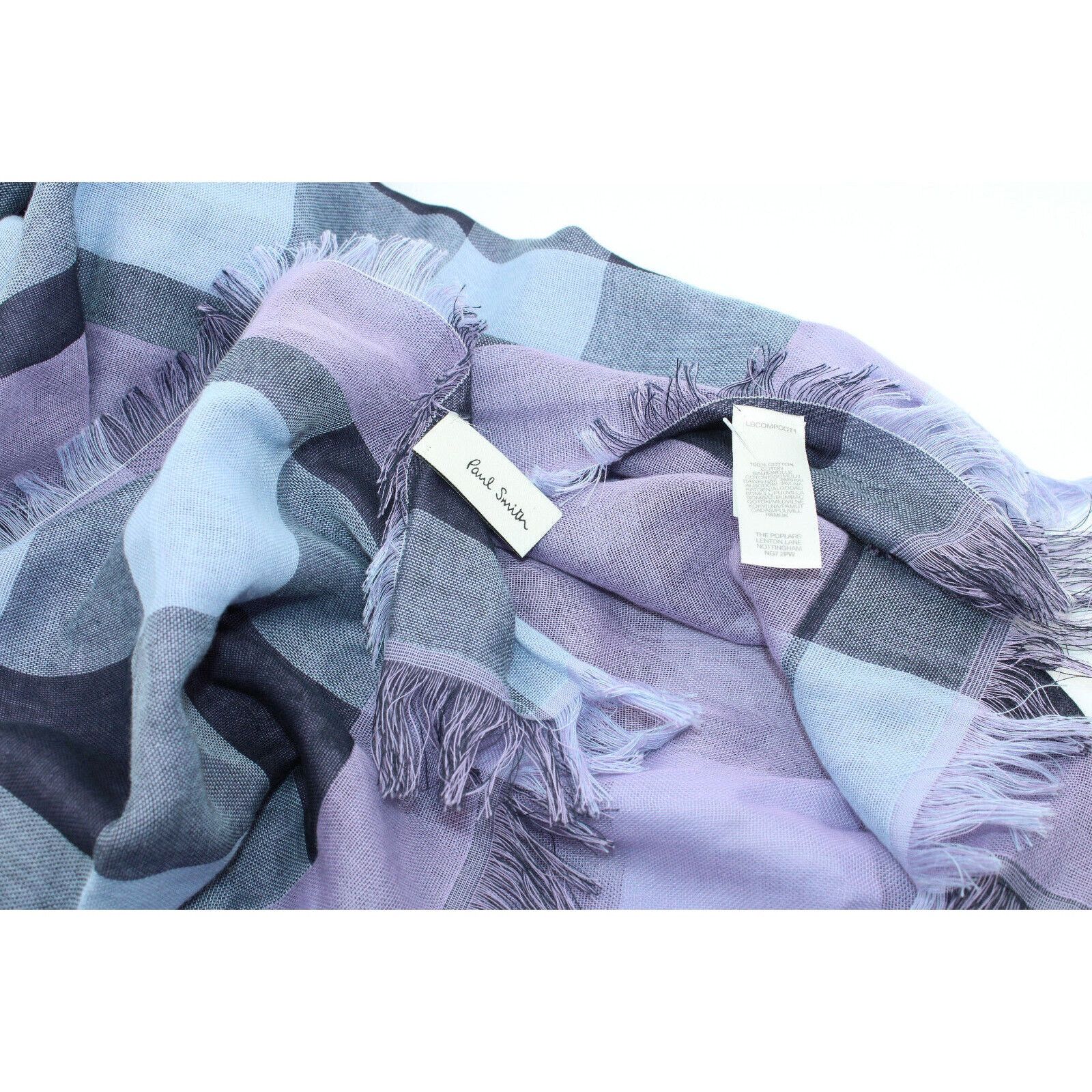 Paul Smith New PAUL SMITH Scarf Shawl Cotton Plaid Logo 26" x 80" Italy Size ONE SIZE - 5 Thumbnail