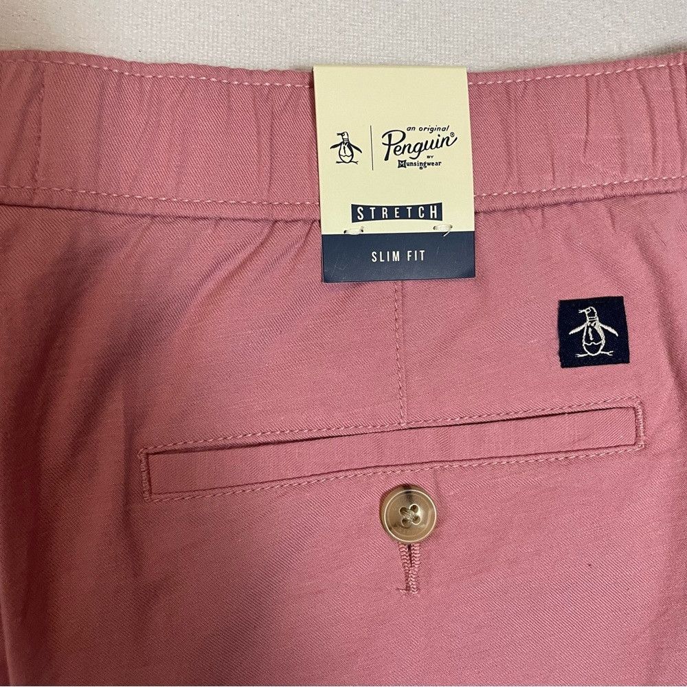 Original Penguin NWT New $85 Penguin Cotton Linen Pink Drawstring Shorts Siz Size US 38 / EU 54 - 6 Thumbnail