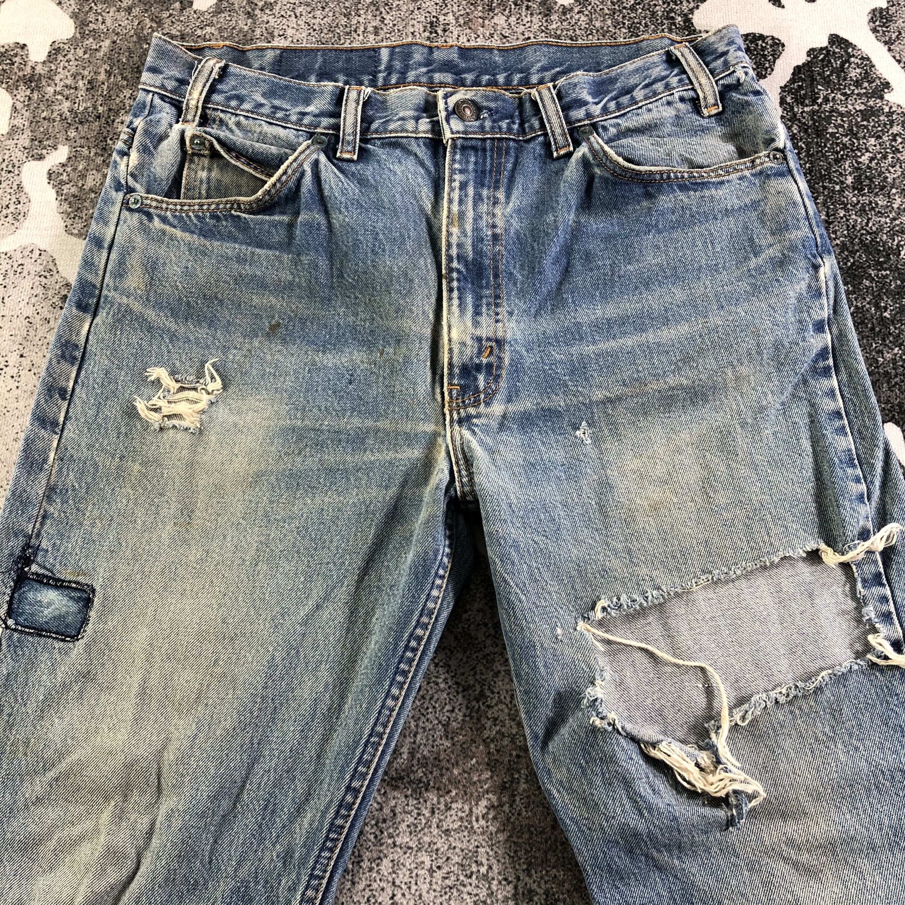 Levi's Vintage Levis 505 Jeans Orange Tab Distress Denim KJ2993 Size US 33 - 3 Thumbnail